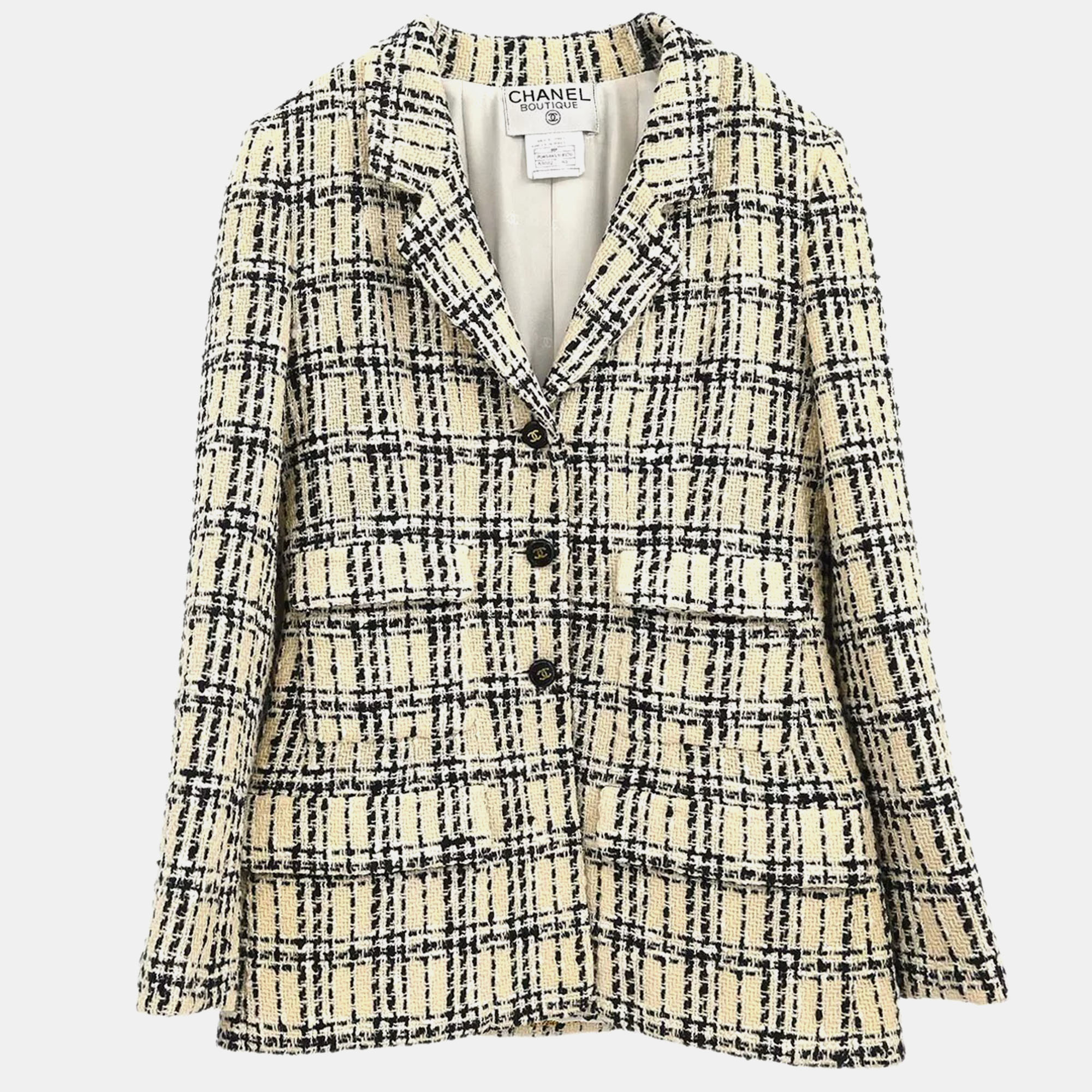 

Chanel Single Breasted Jacket Beige 95P #40