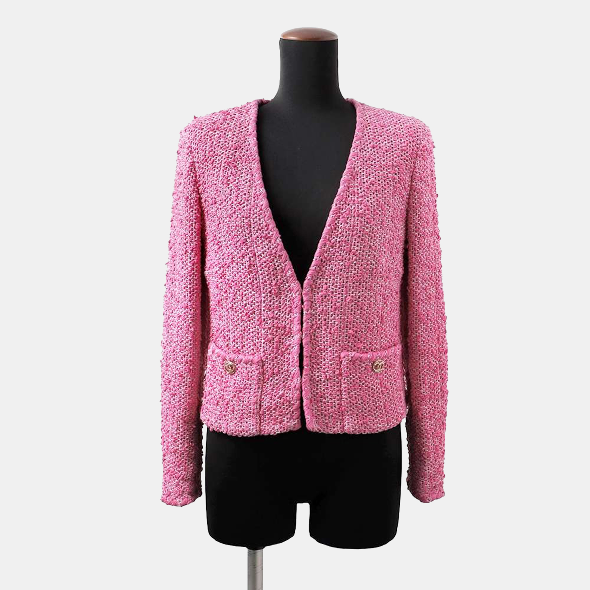 

Chanel Pink Tweed Jacket Size