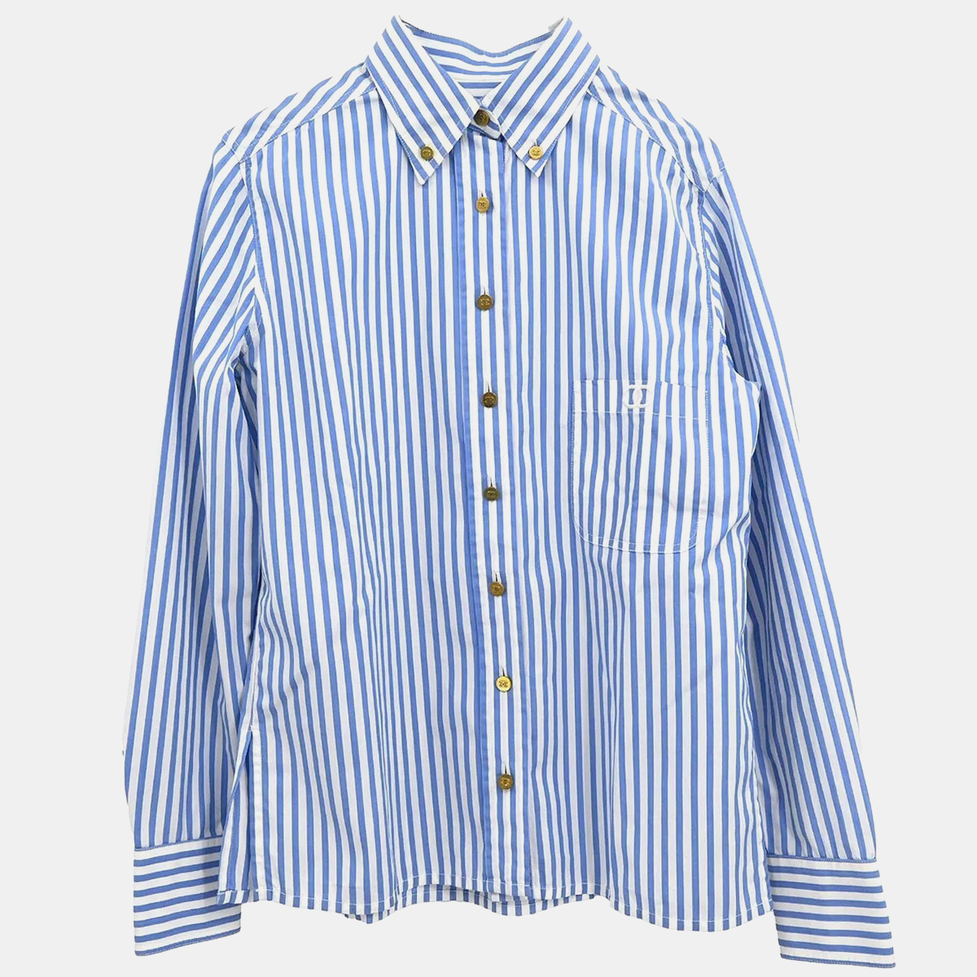 

Chanel Blue Striped Button Front Shirt