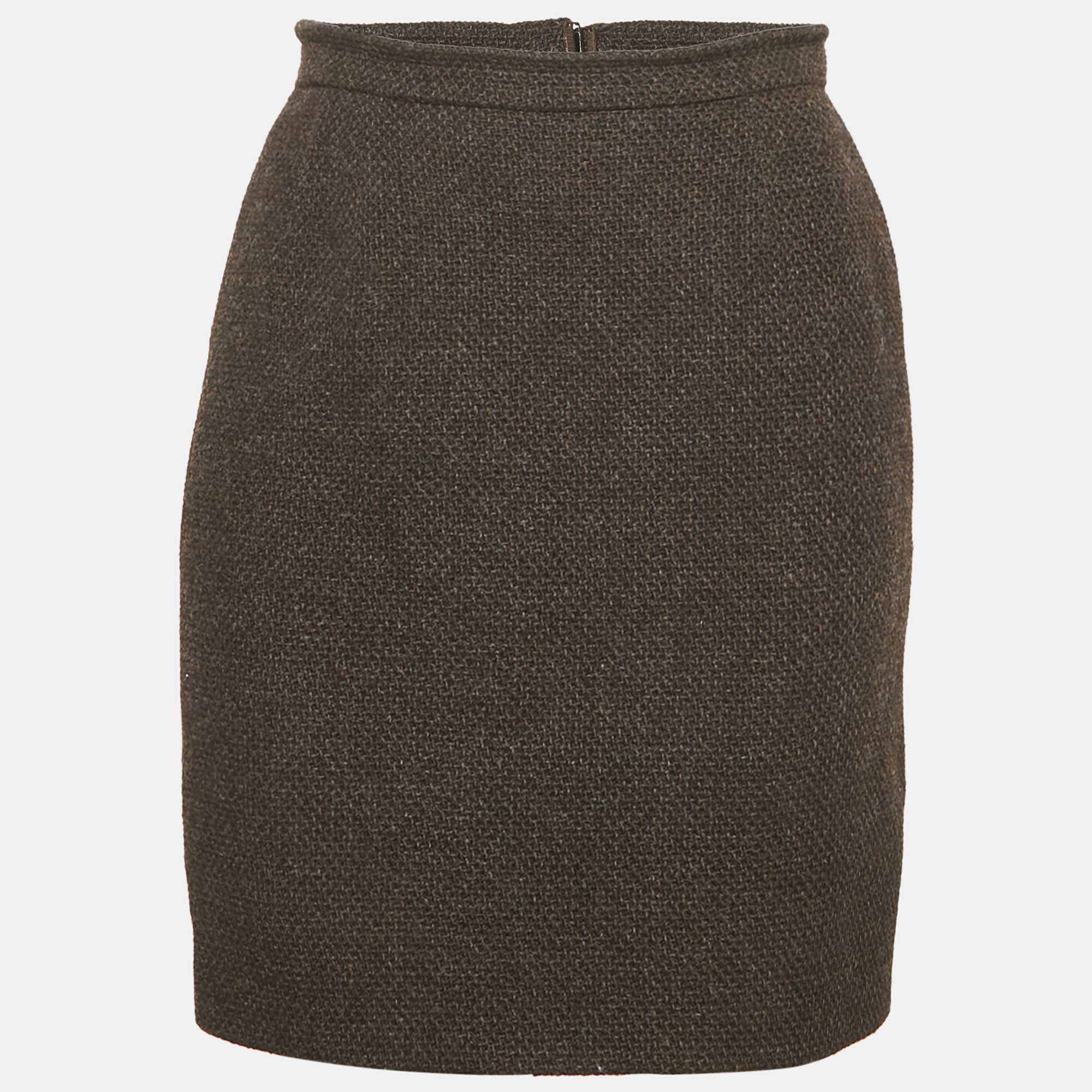 

Chanel Dark Brown Tweed Wool Mini Skirt M