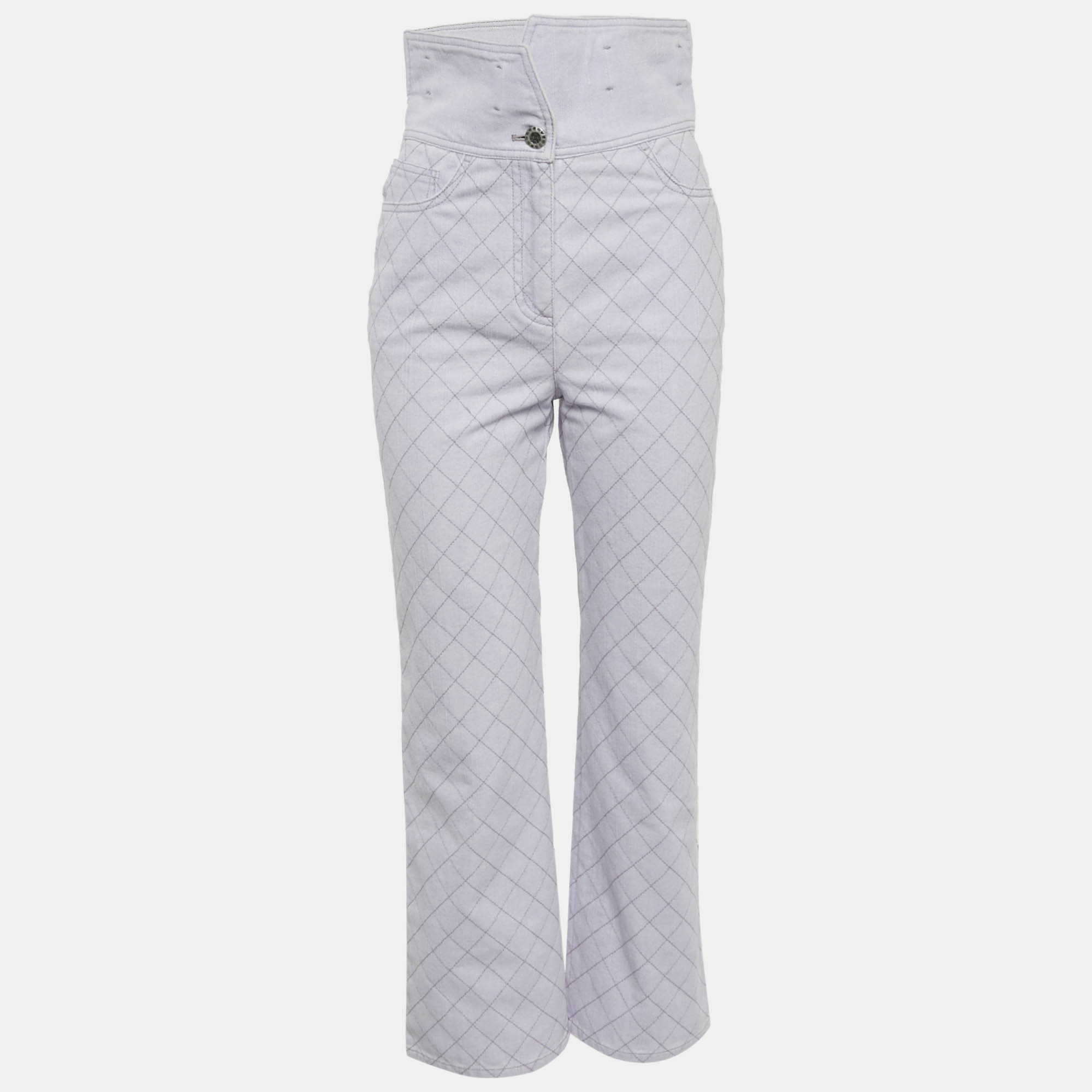 

Chanel Light Purple Diamond Embroidered Jeans S Waist 28"