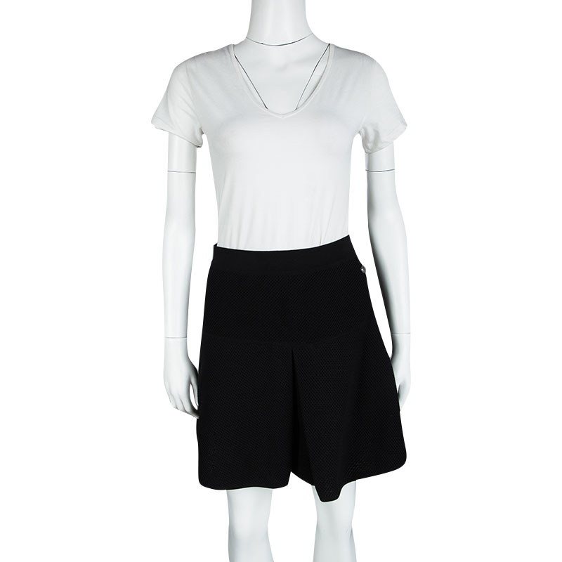 

Chanel Black Cotton Tricot Knit Fit and Flare Mini Skirt