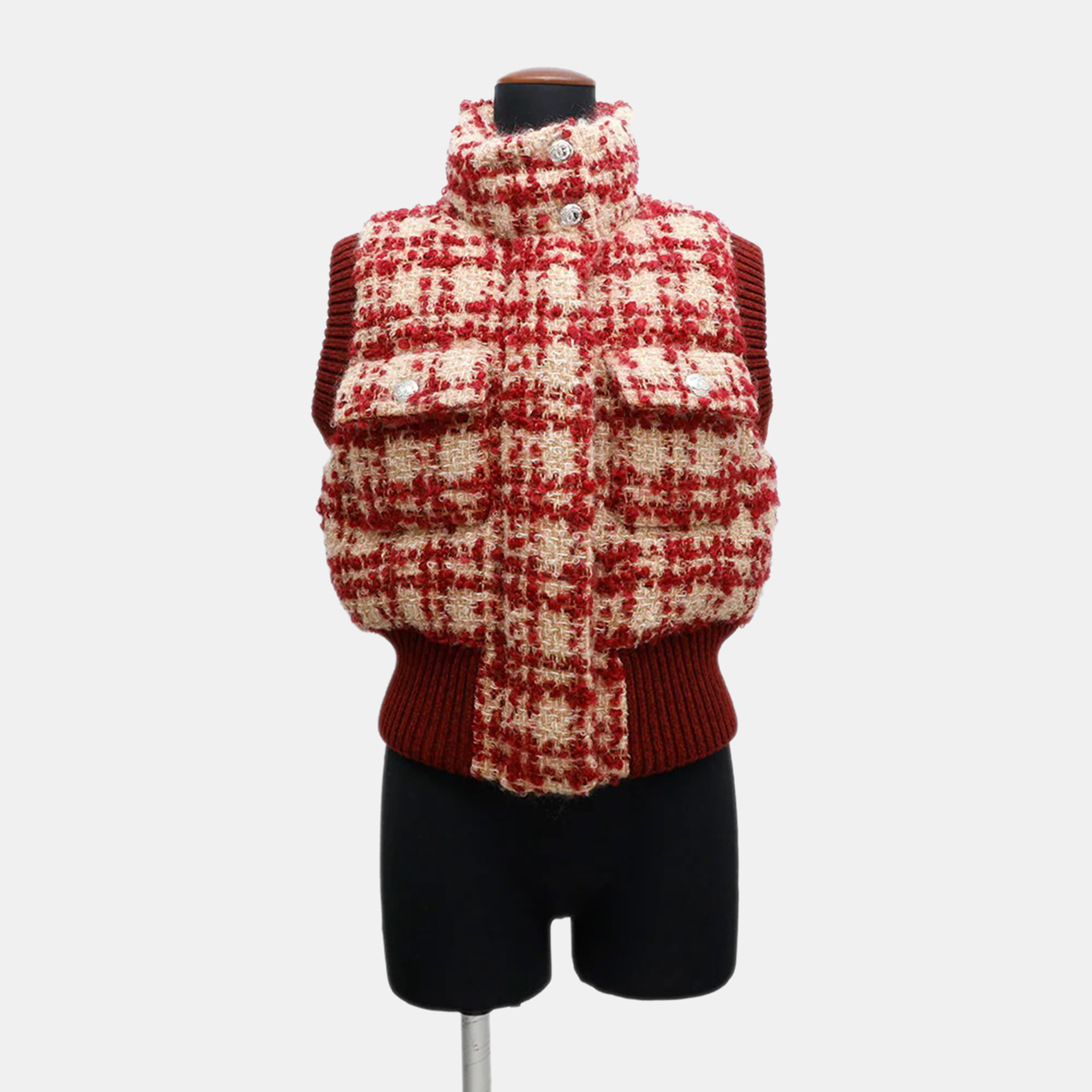 

Chanel Red/Beige Tweed Vest Size 34