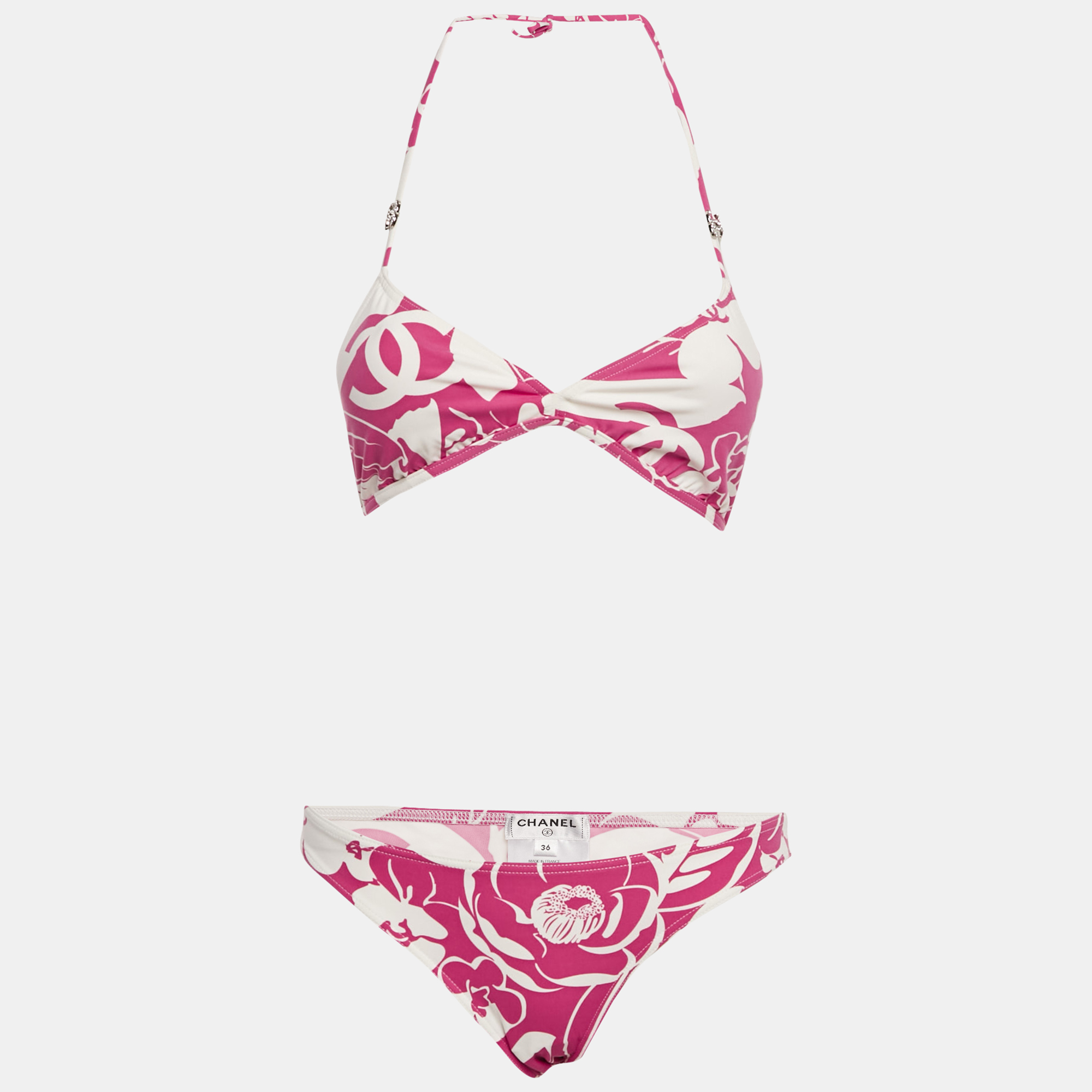 

Chanel Pink Printed Jersey Bikini Set S