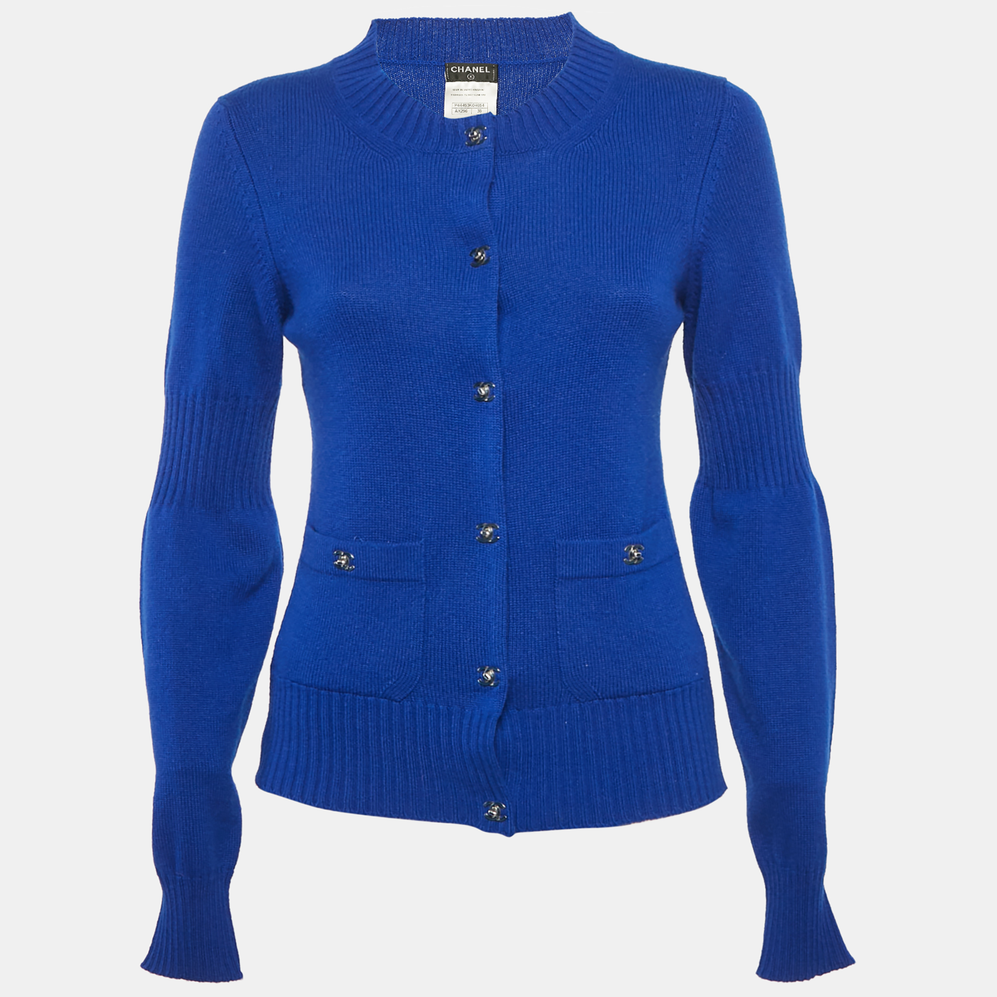 

Chanel Blue Cashmere Buttoned Cardigan M