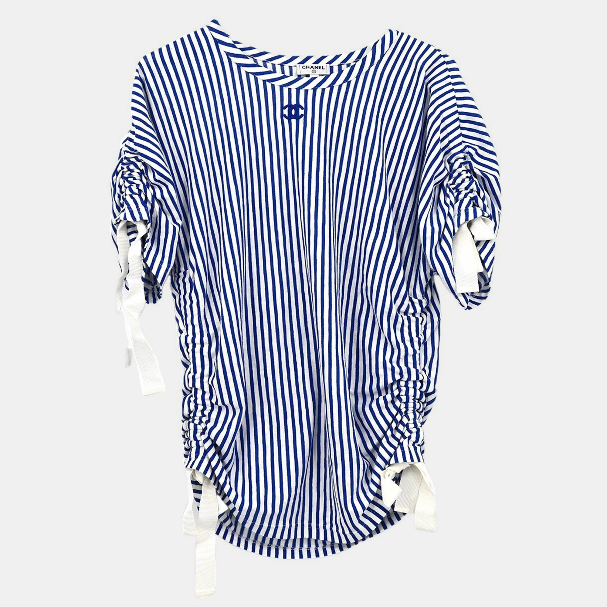 

Chanel Blue Cotton Short Sleeve Top Women Size 36