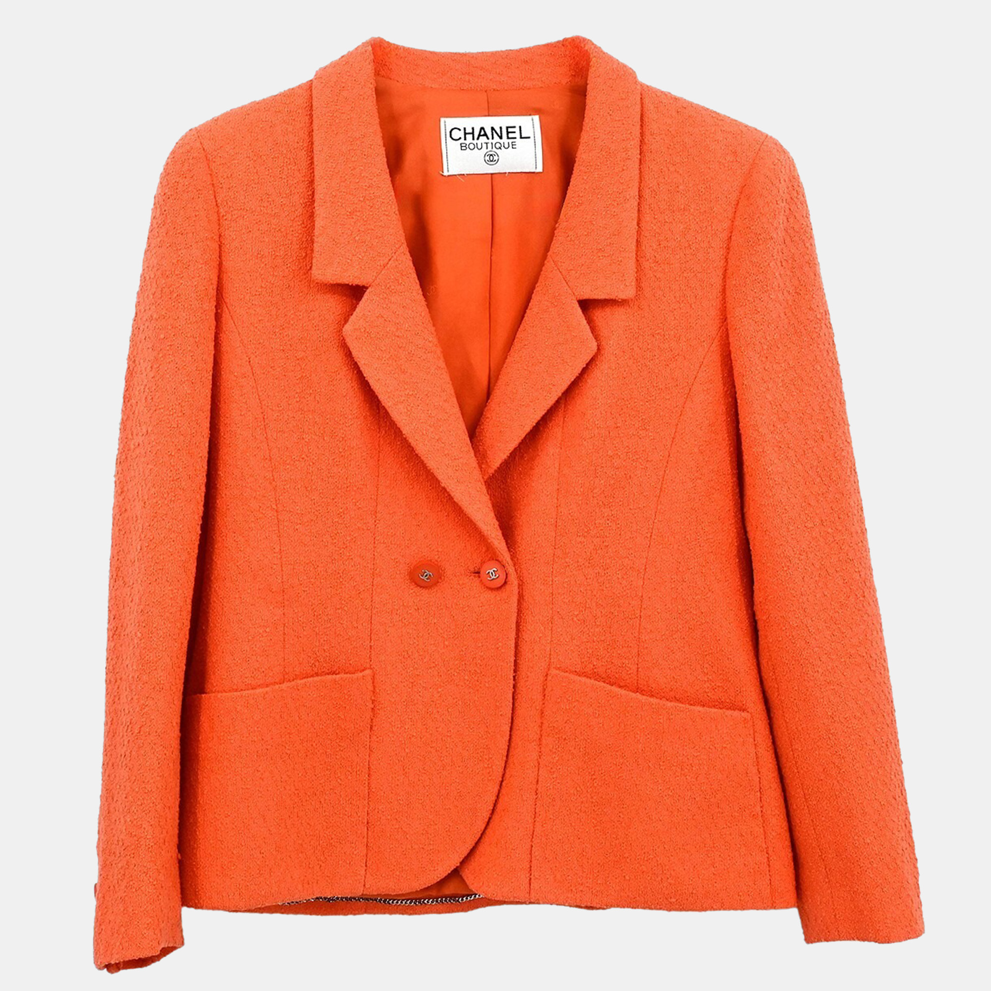 

Chanel Orange Double Breasted Jacket Women Size