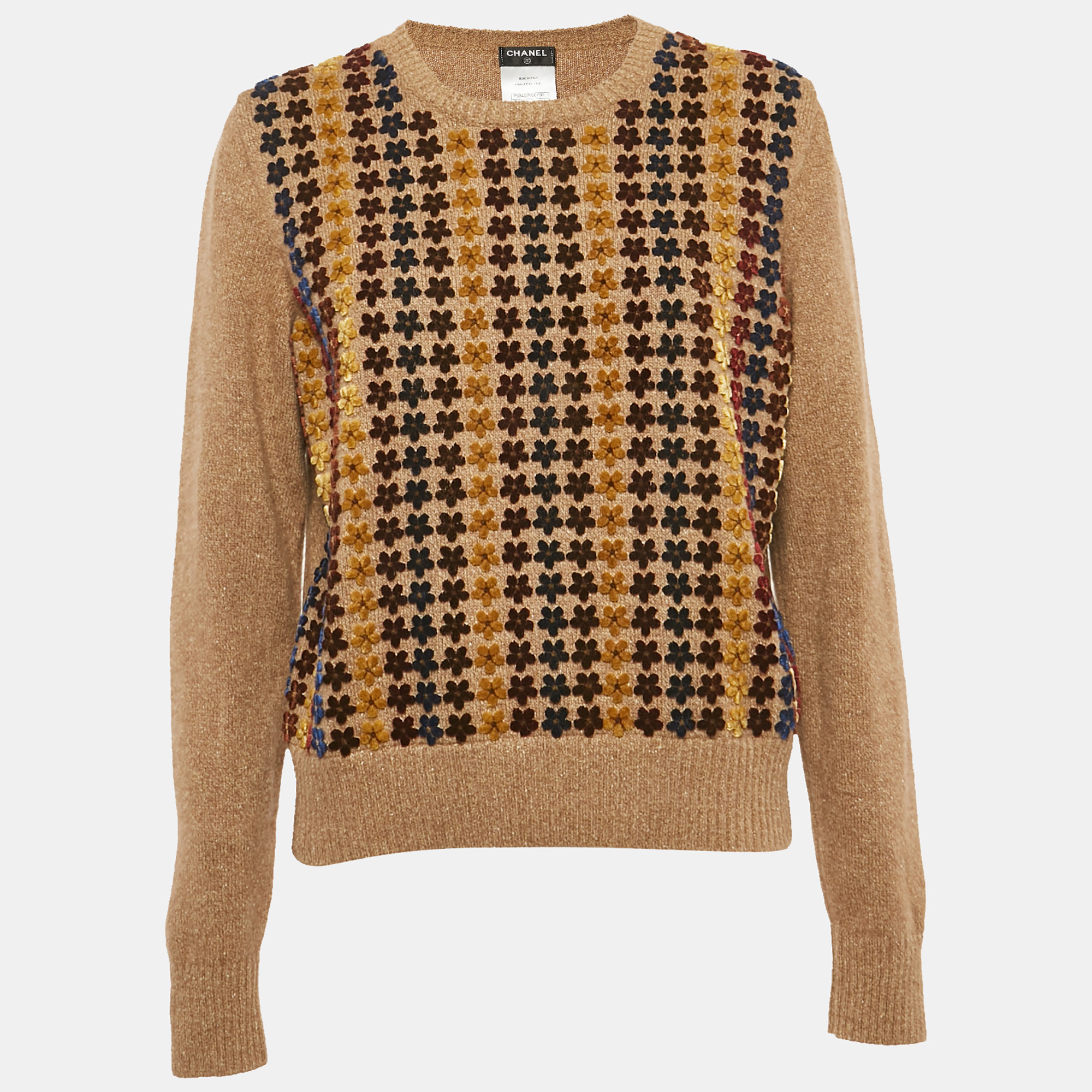 

Chanel Brown Wool/Cashmere Floral Long Sleeve Sweater M