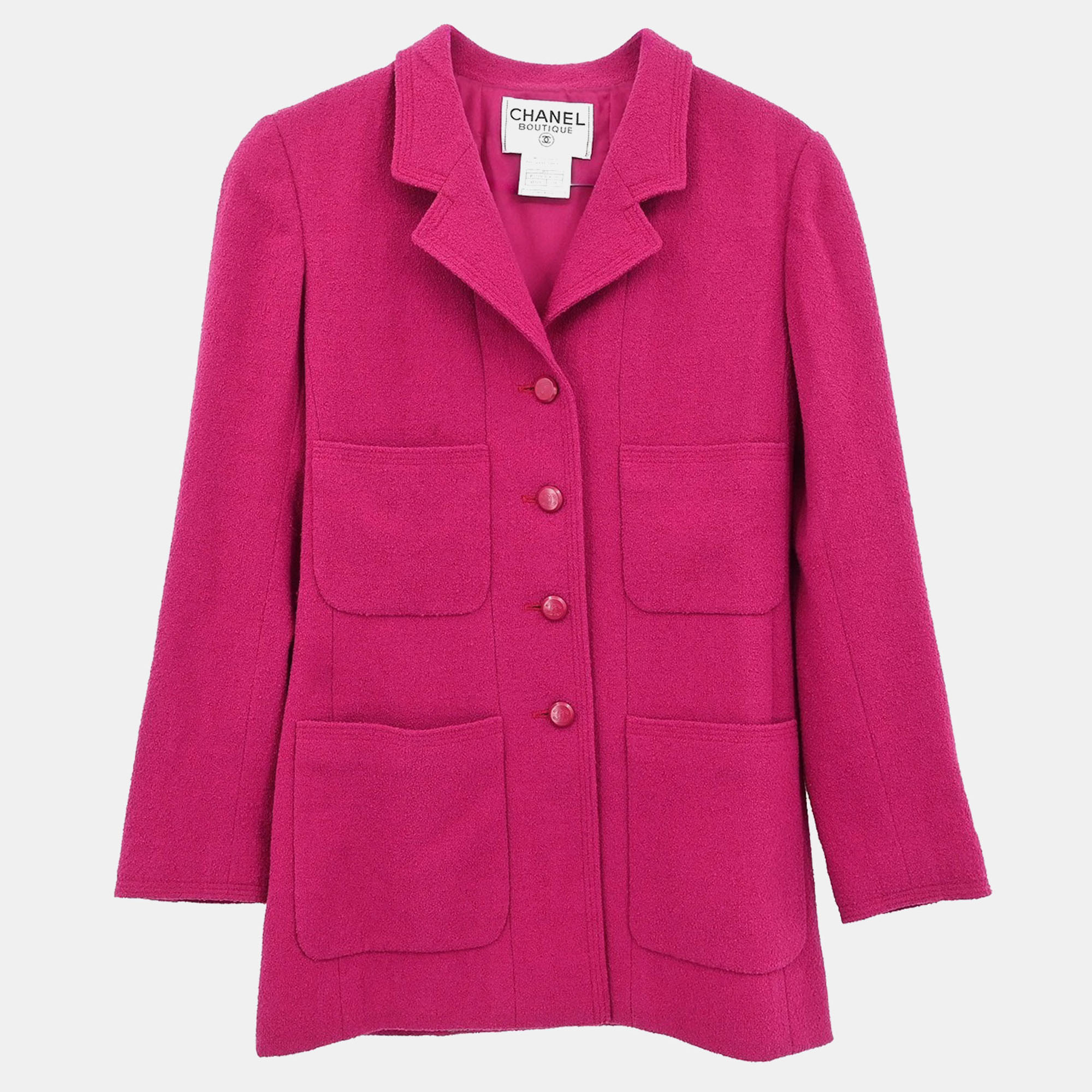 

Chanel Single Breasted Jacket Pink Fabric Jacket Size