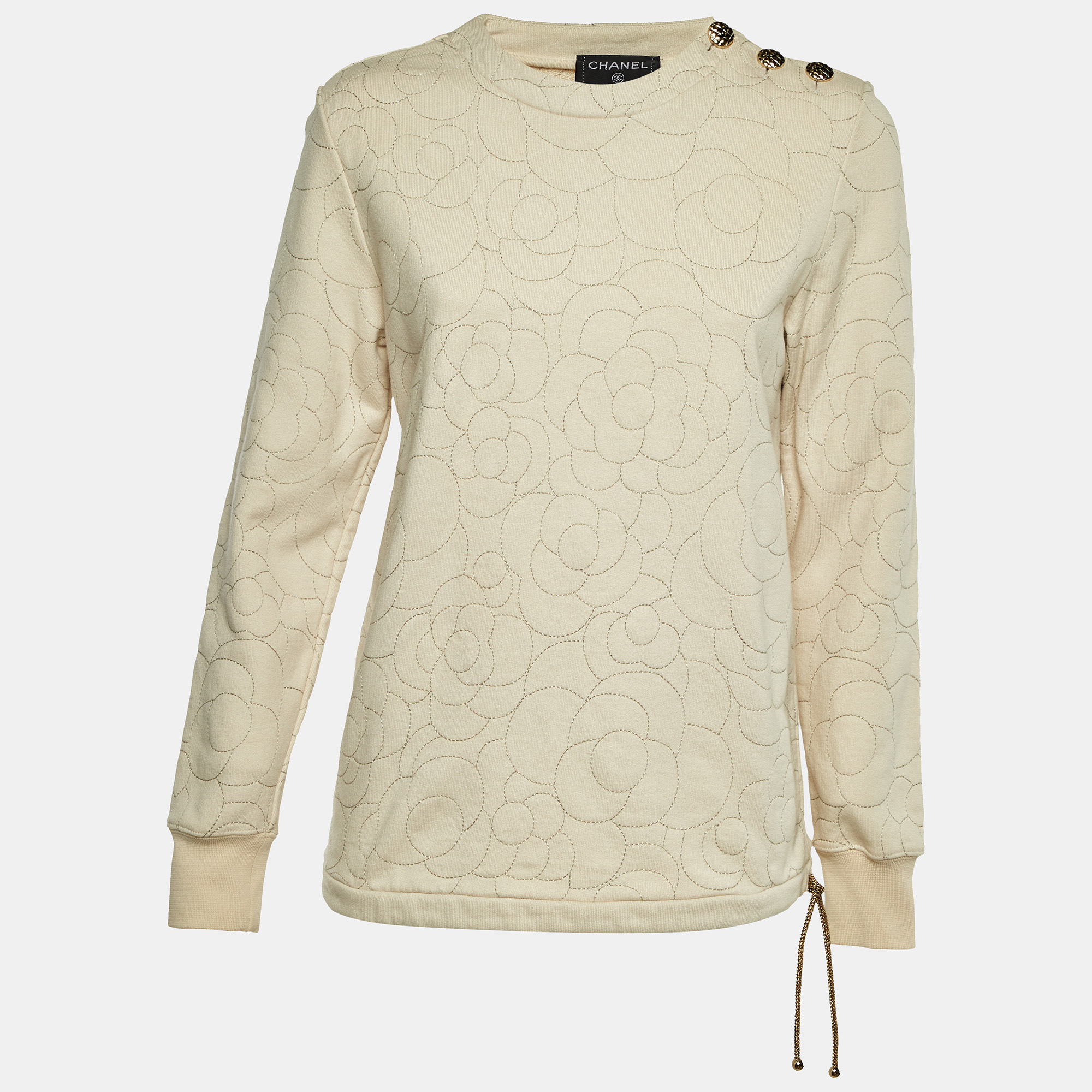 

Chanel Beige Embroidered Cotton Sweatshirt S