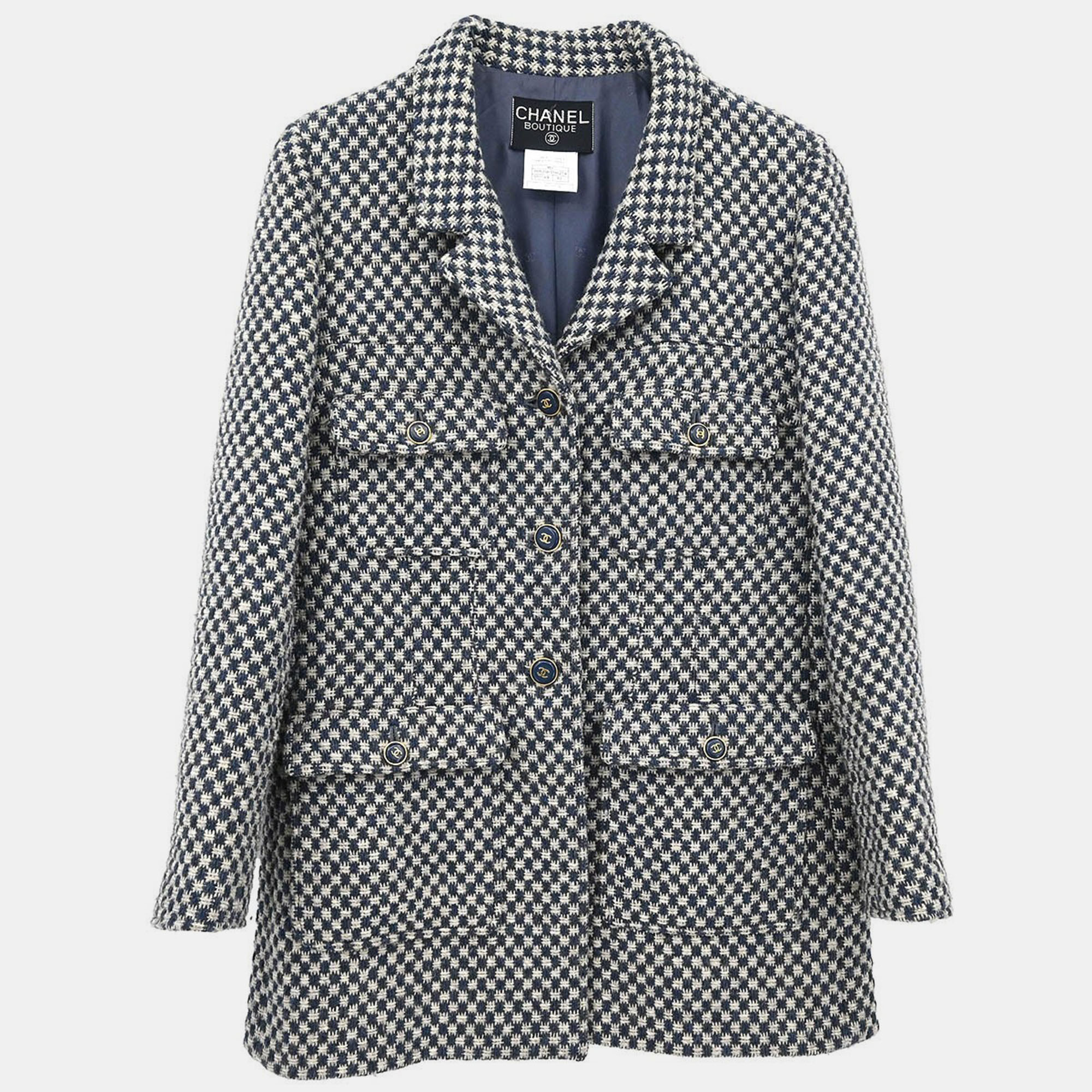 

Chanel Single Breasted Navy Wool Jacket Size 42, Navy blue