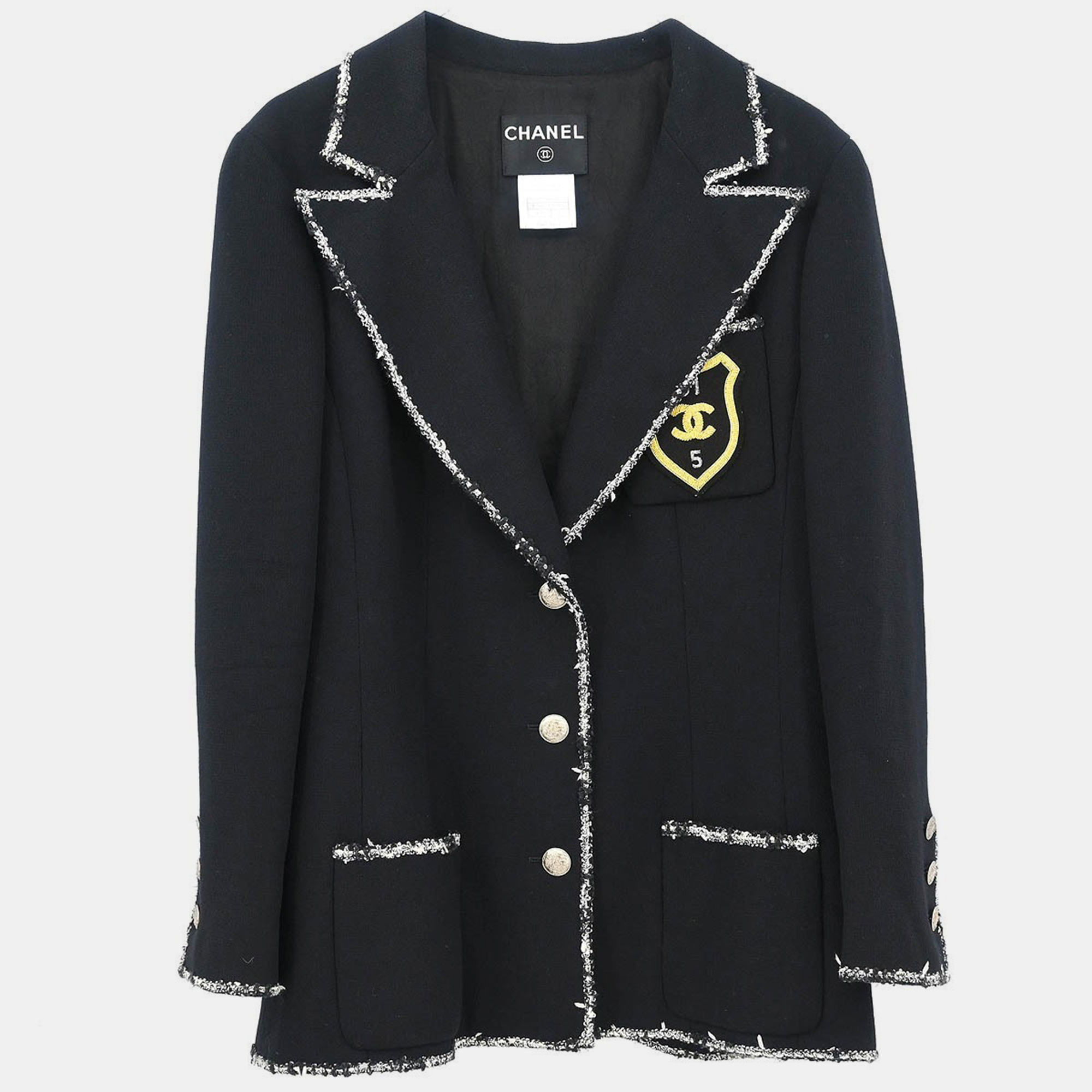 

Chanel Single Breasted Black Wool Jacket Size