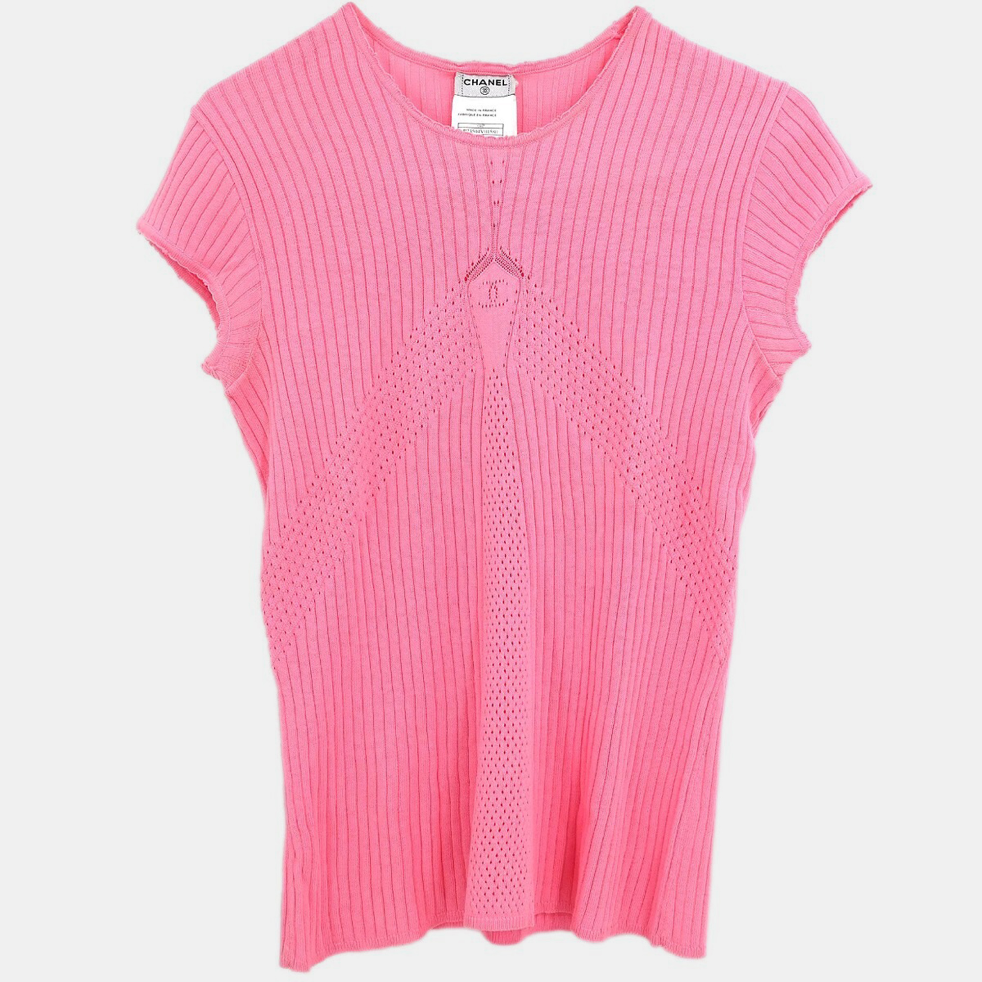 

Chanel Pink Cotton Short Sleeve Top