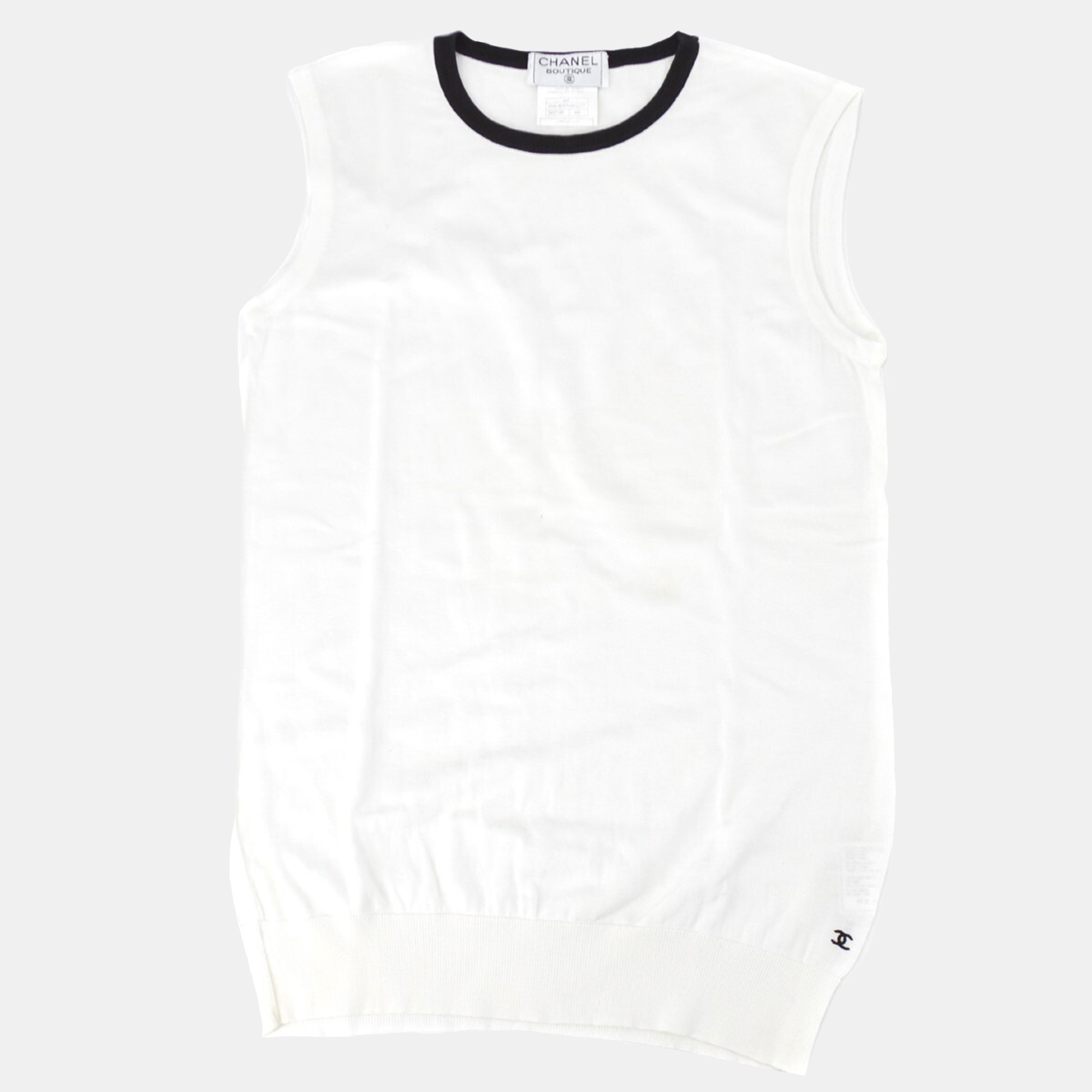 

Chanel White Sleeveless Top, Black