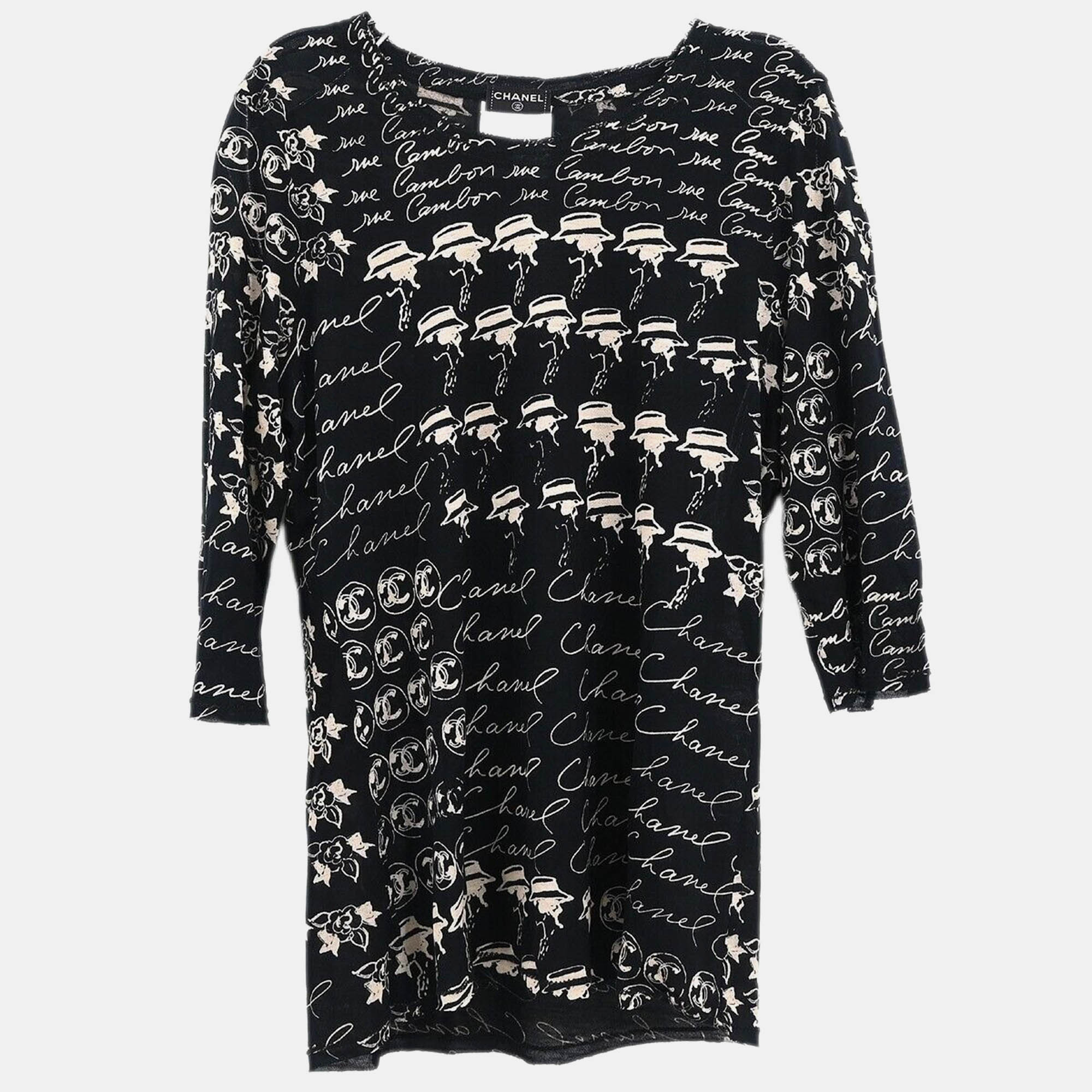 

Chanel Black Modal Fabric Top Size 34, Beige