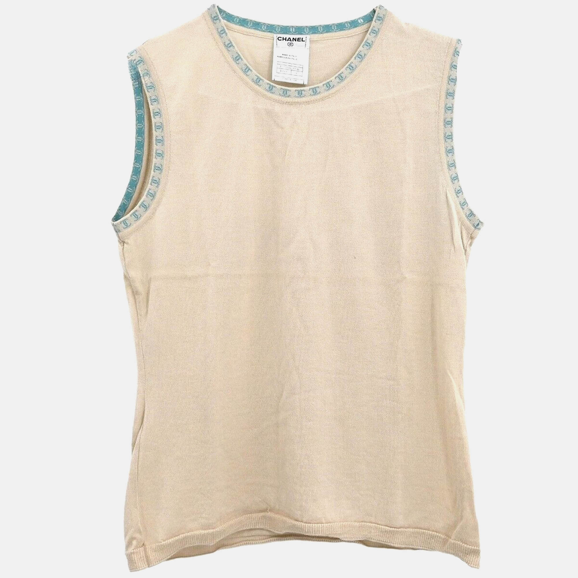 

Chanel Beige Cashmere Sleeveless Tank Top Size