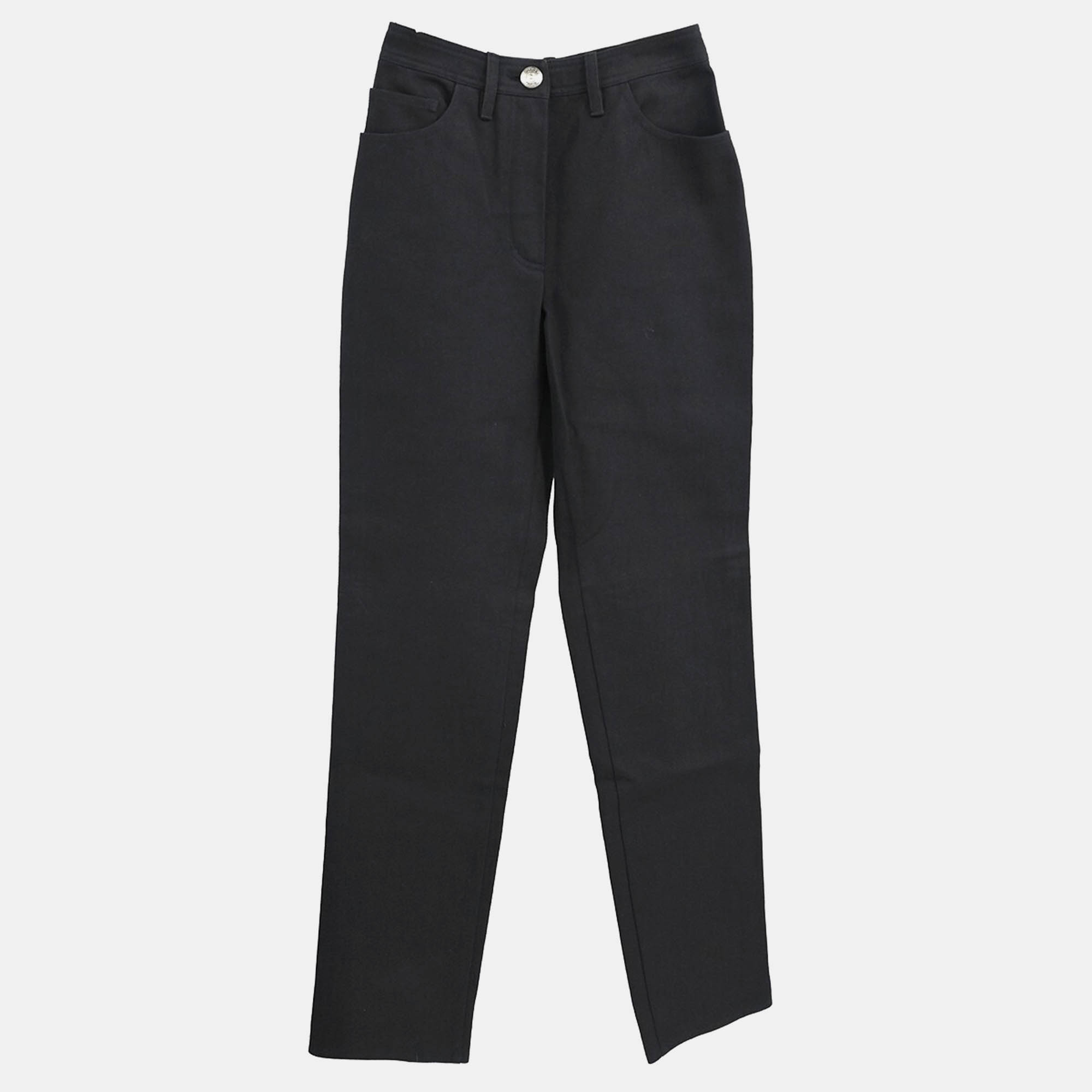 

Chanel Black Cotton Pants Women Size 34
