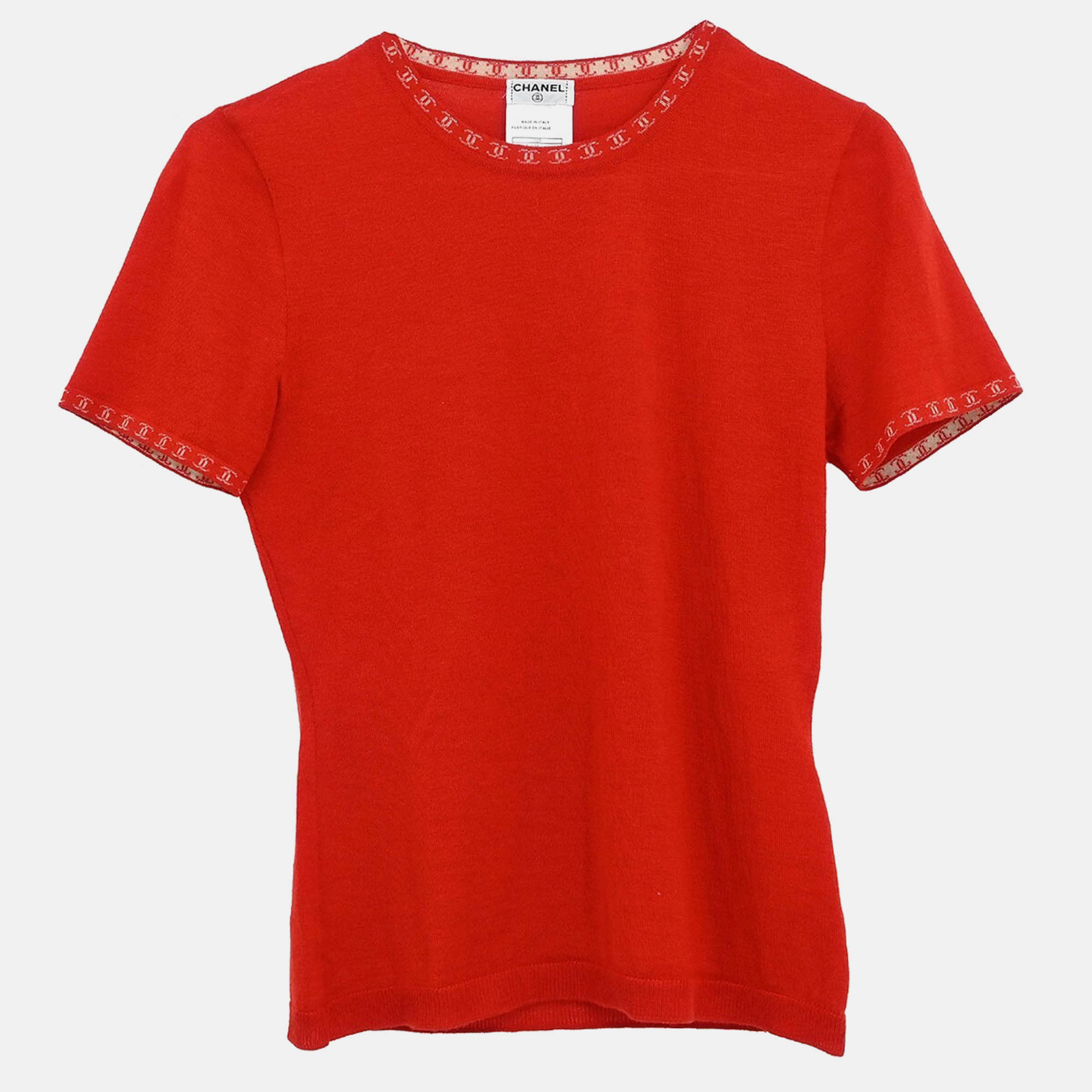 

Chanel Short Sleeve Red Knit Top Size 36