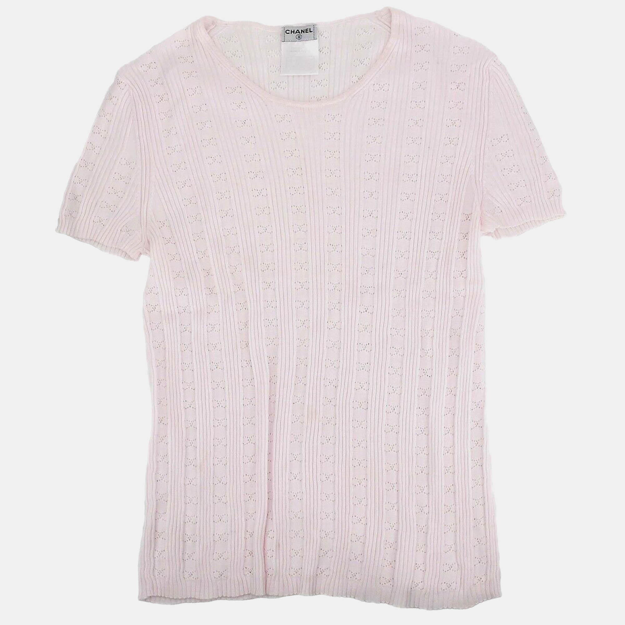 

Chanel Short Sleeve Top Pink Fabric Top Size 42