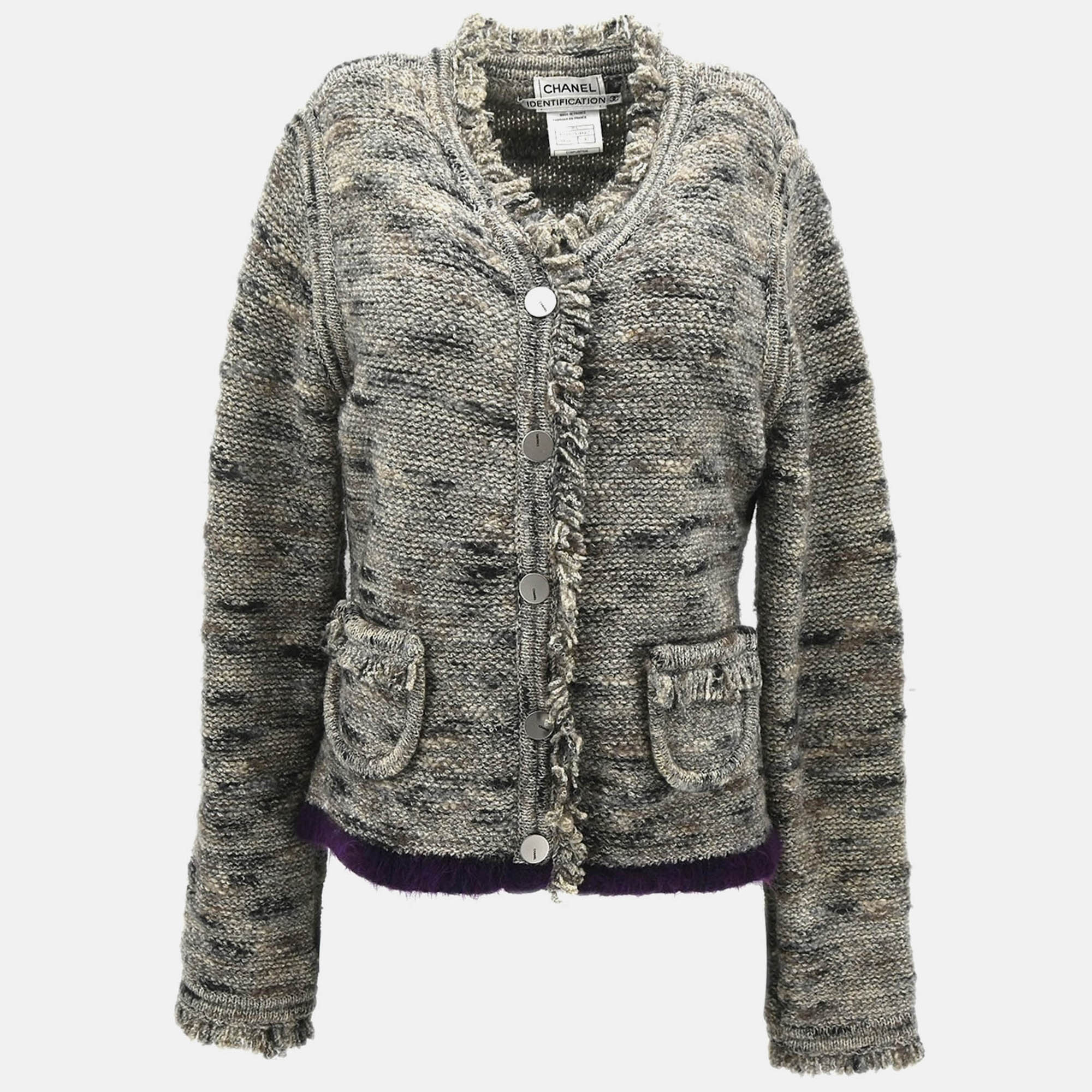 

Chanel Collarless Jacket Gray 99A #42, Grey