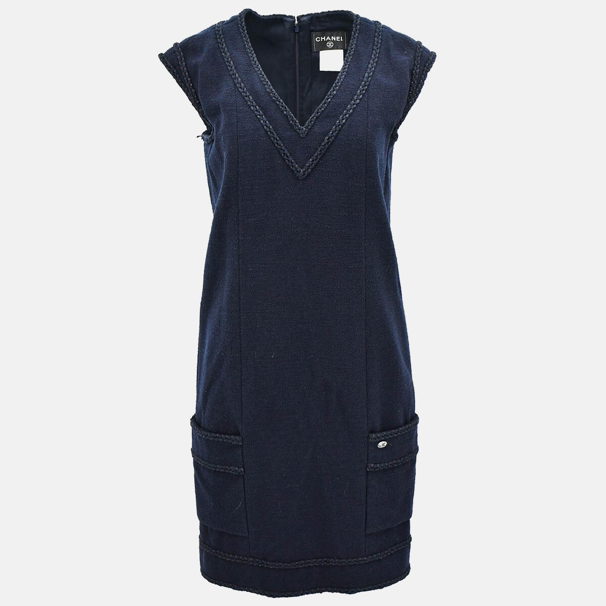 

Chanel Sleeveless Dress Navy 08C #38, Navy blue