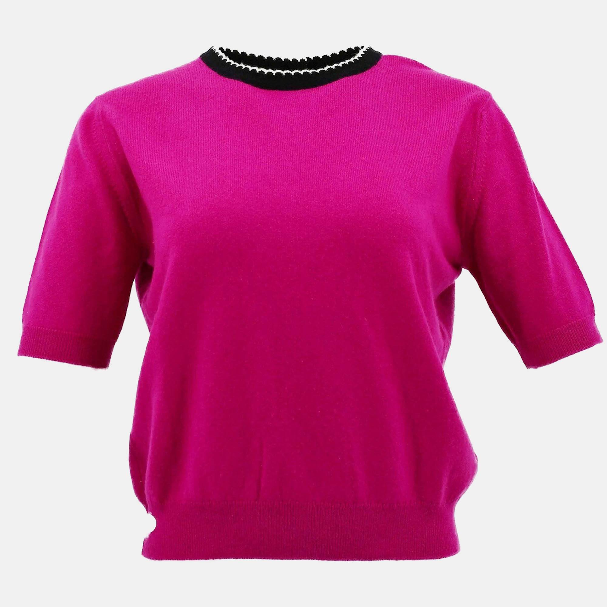 

Chanel Short Sleeve Sweater Knit Top Pink Size 42