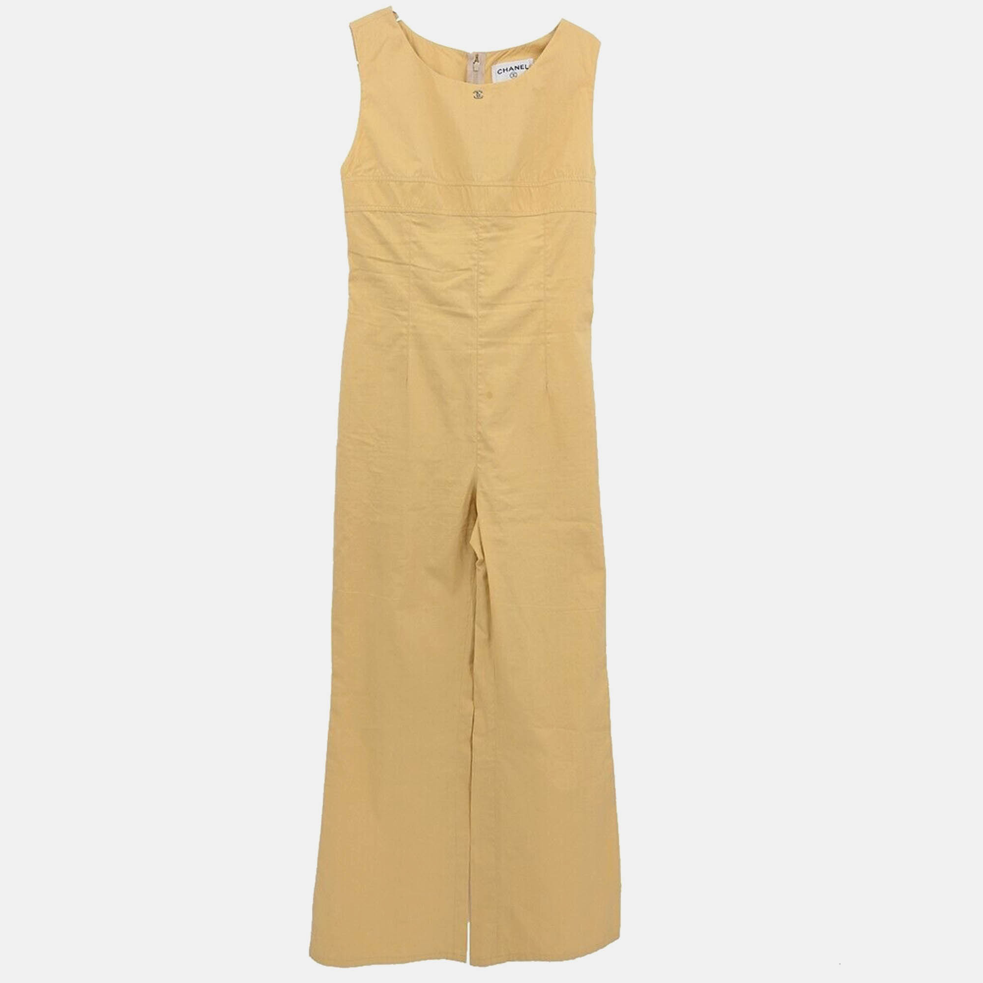 Pre-owned Chanel Sleeveless Jumpsuit Yellow Size 38