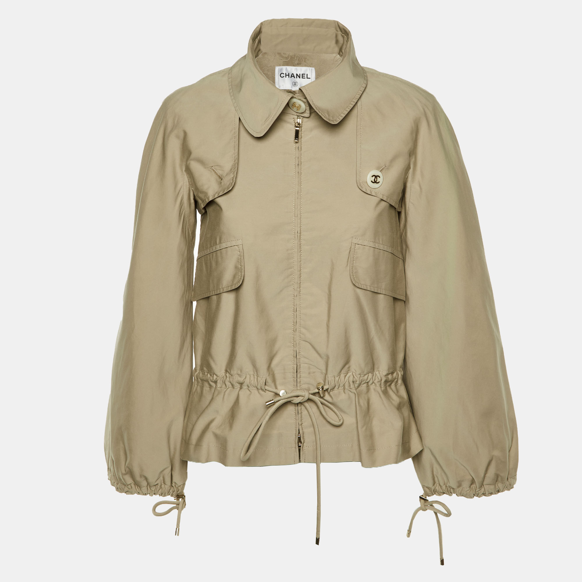 

Chanel Beige Cotton Zip Up Utility Jacket S