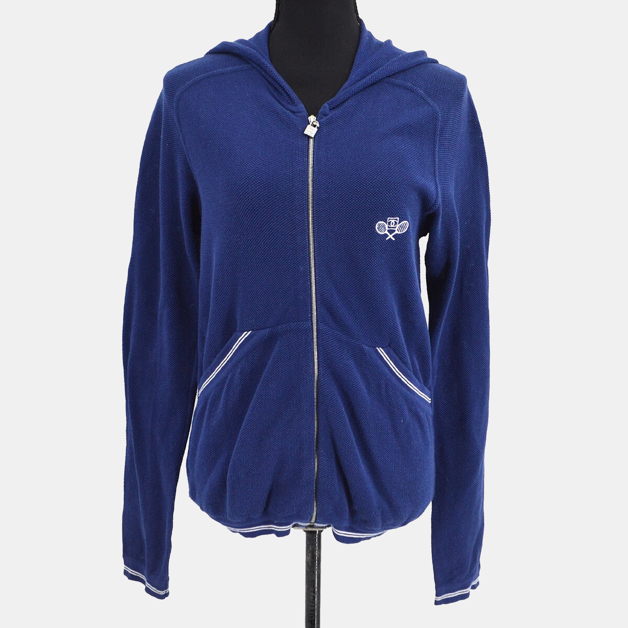 

Chanel Navy Blue Sport Line Hoodie Zip-up Long Sleeve Top