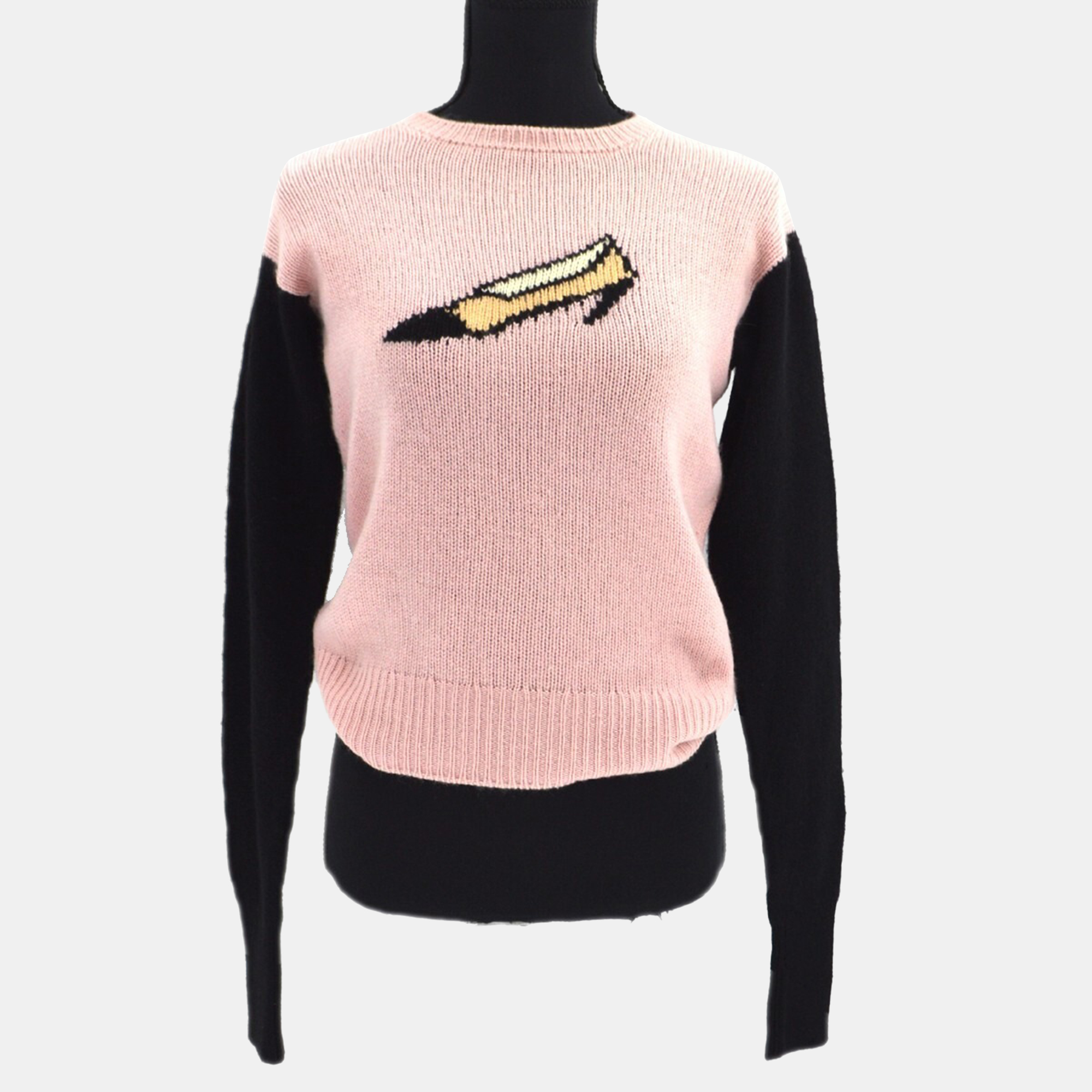 

Chanel Long Sleeve Round Neck Knit Sweater Pink Black