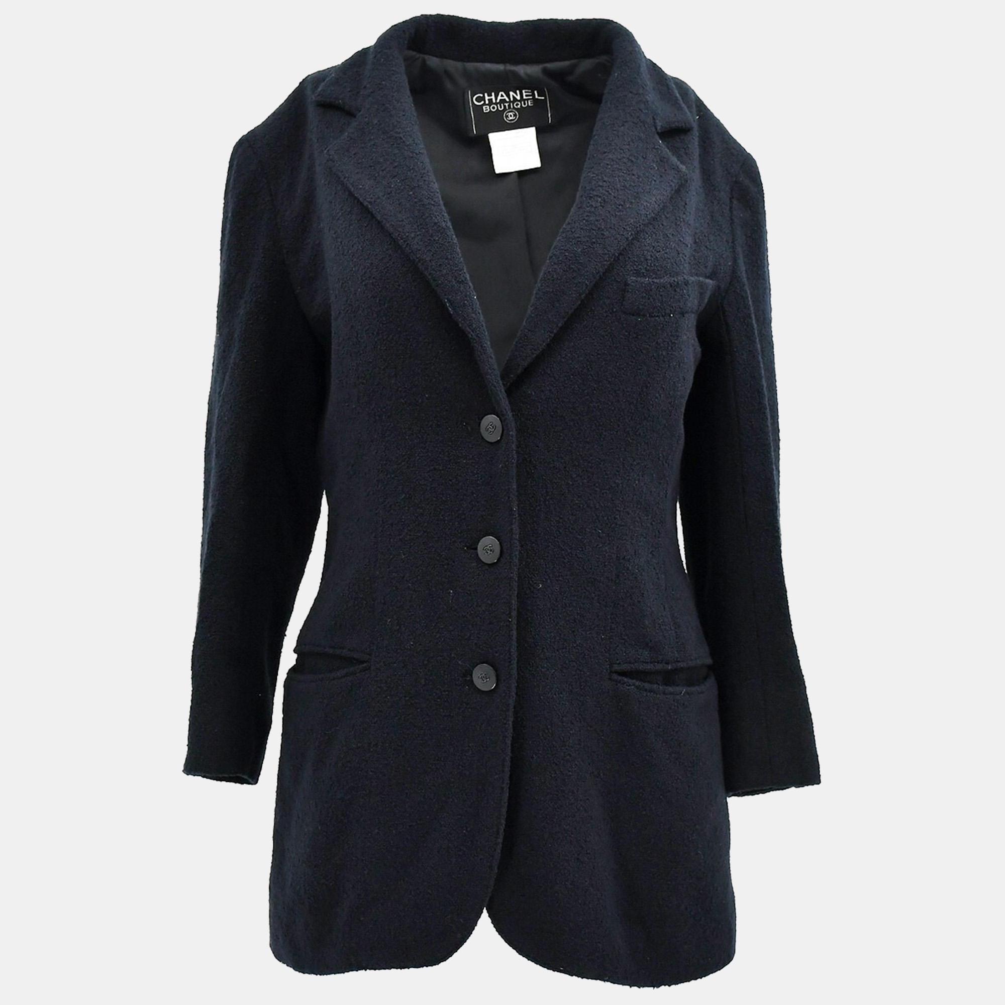 

Chanel Single Breasted Jacket Black #38