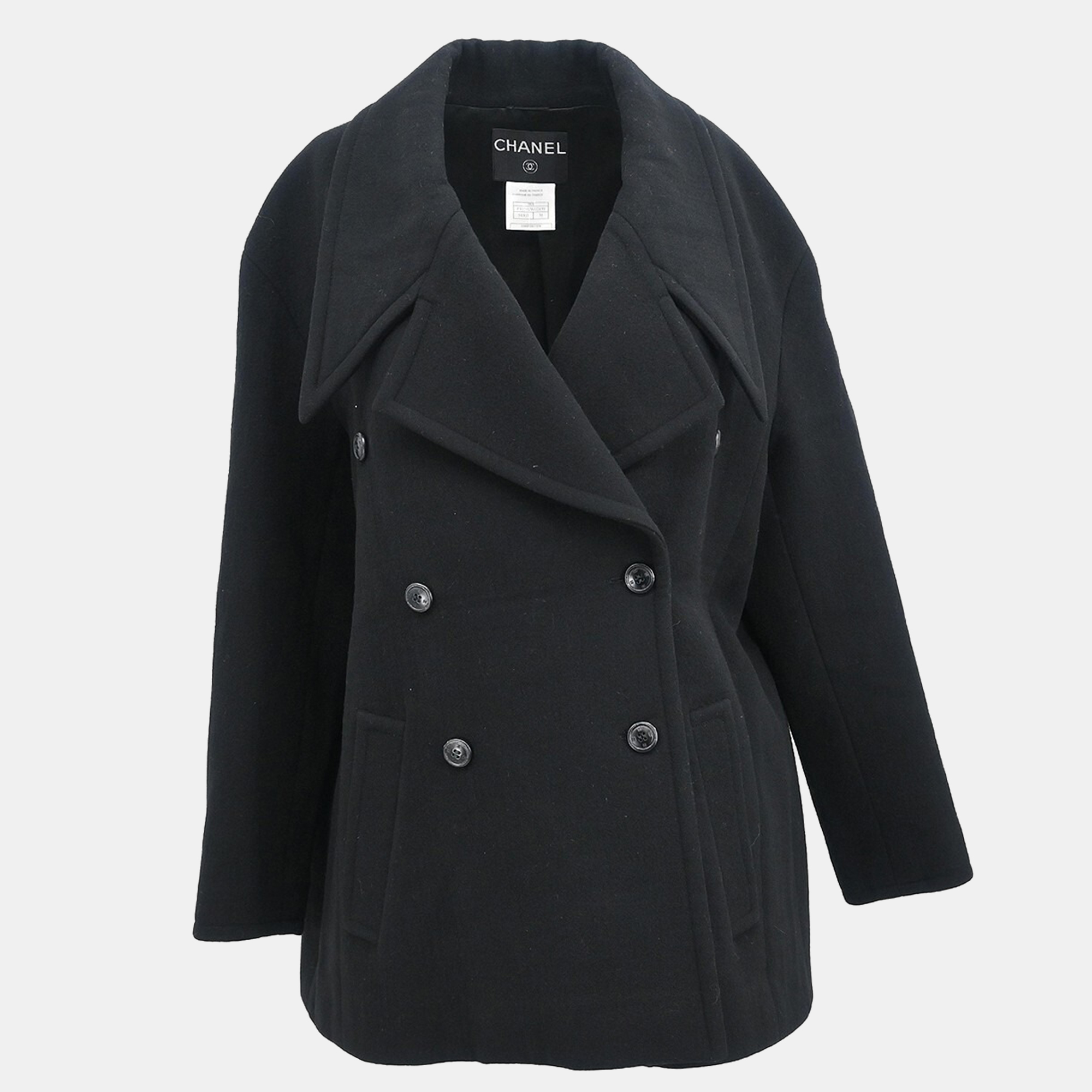 

Chanel Double Breasted Jacket Black 98A #38