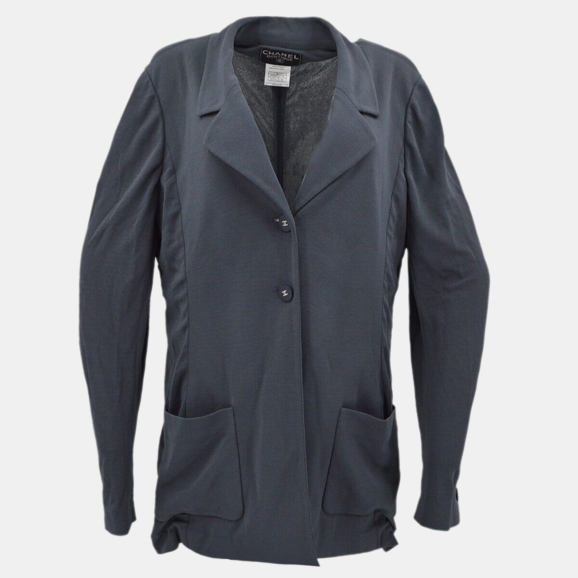 

Chanel Single Breasted Jacket Gray 98C #44, Grey
