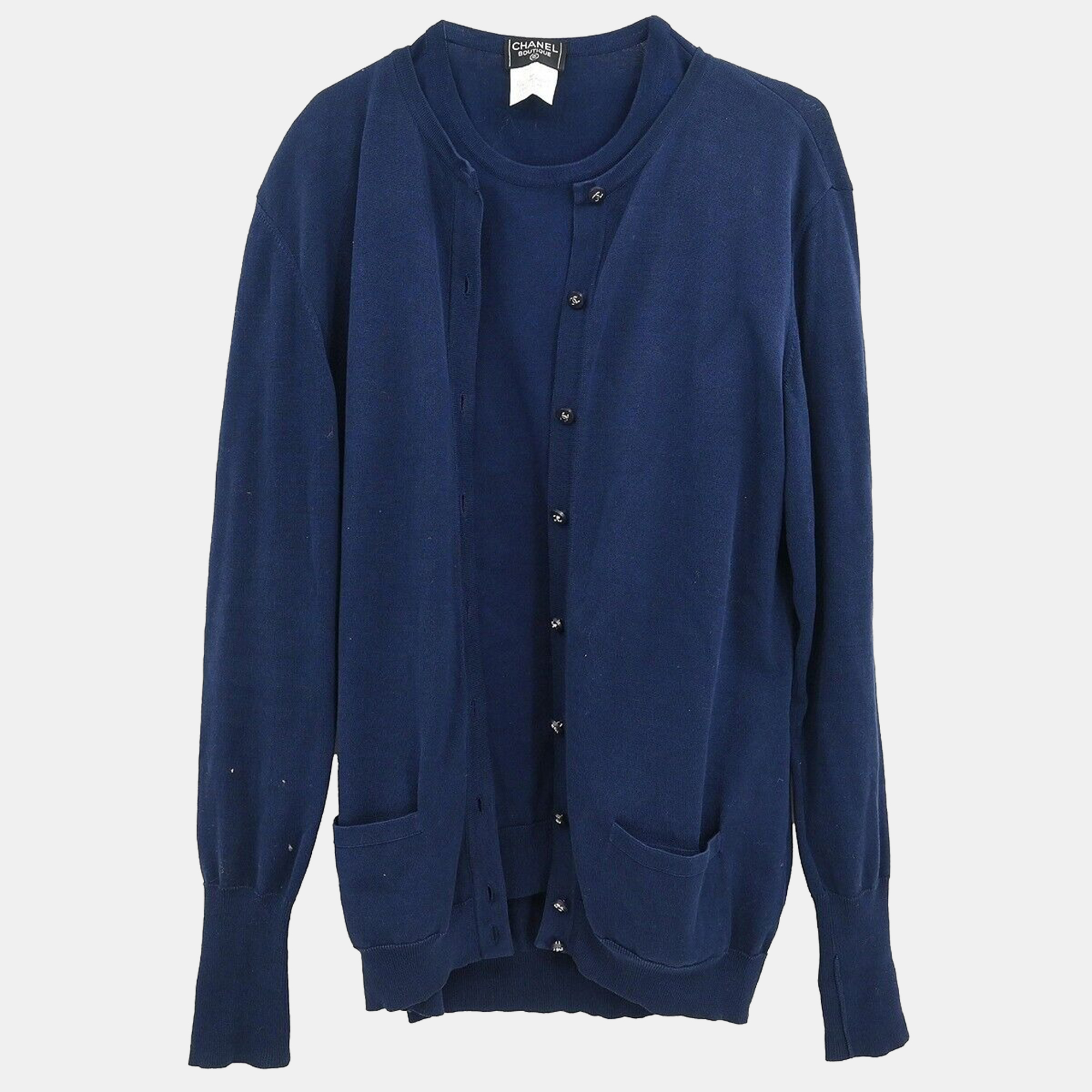 

Chanel Ensemble Cardigan Top Navy, Navy blue