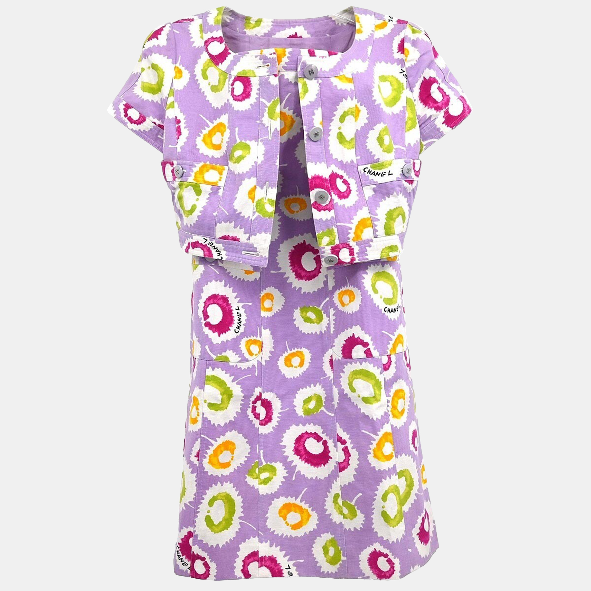 

Chanel Setup Suit Jacket Sleeveless Camisole Dress Purple #38