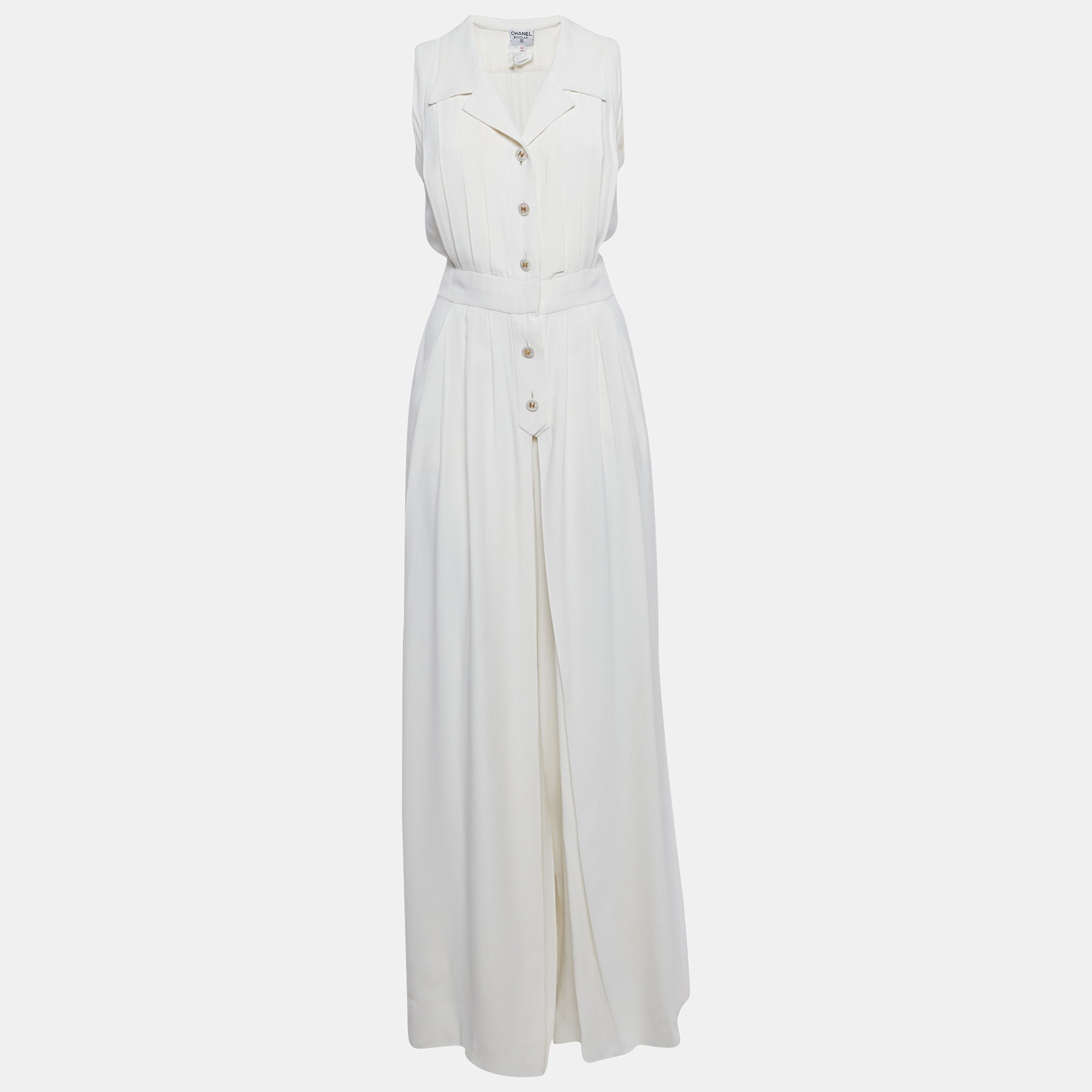 

Chanel Vintage Off-White Crepe Sleeveless Jumpsuit L