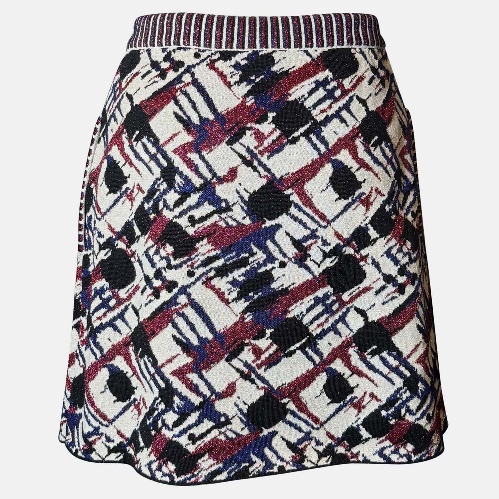 Pre-owned Chanel Multicolor Metallic Print Mini Skirt S