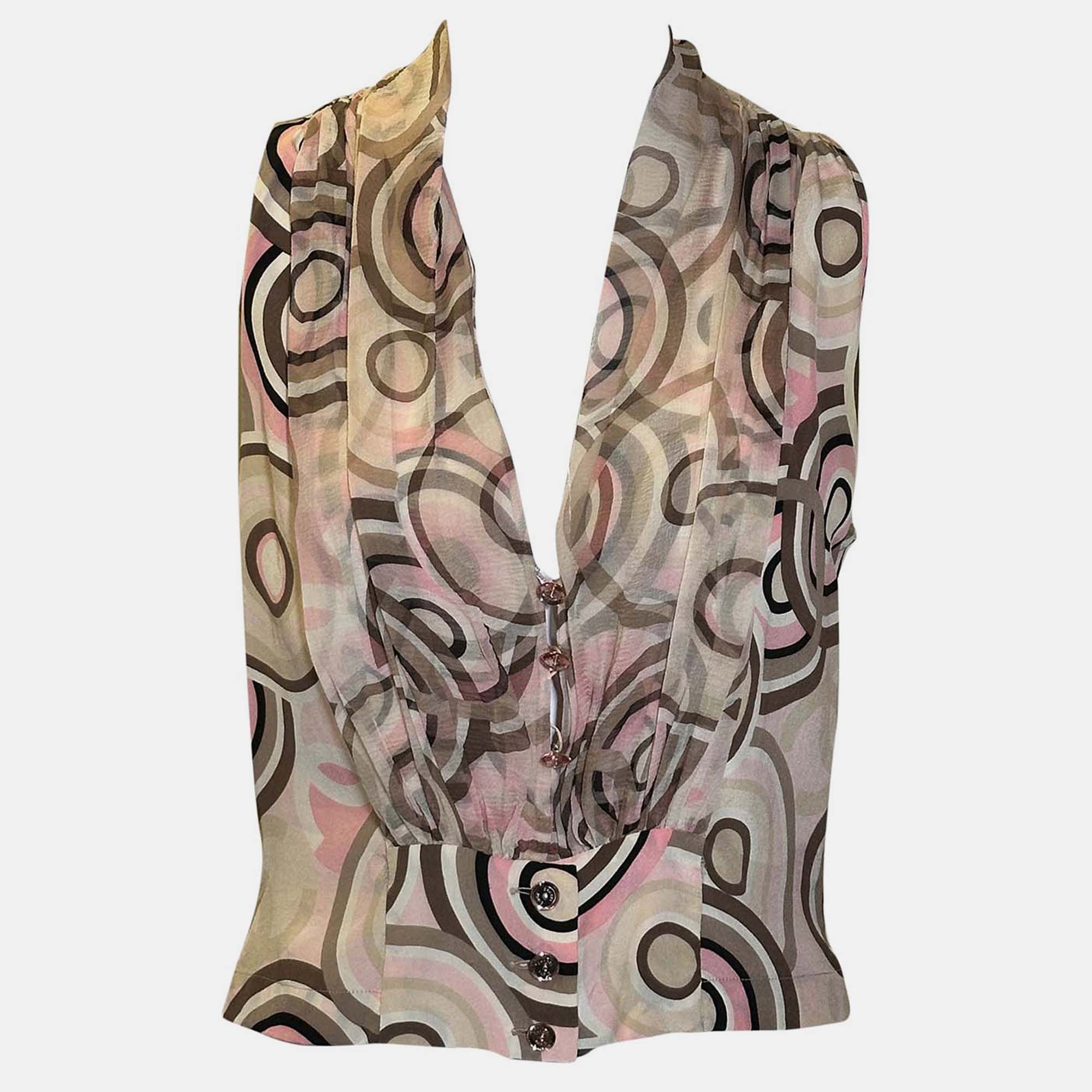 

Chanel Vintage 01P CC Logo Sleeveless Blouse, Beige