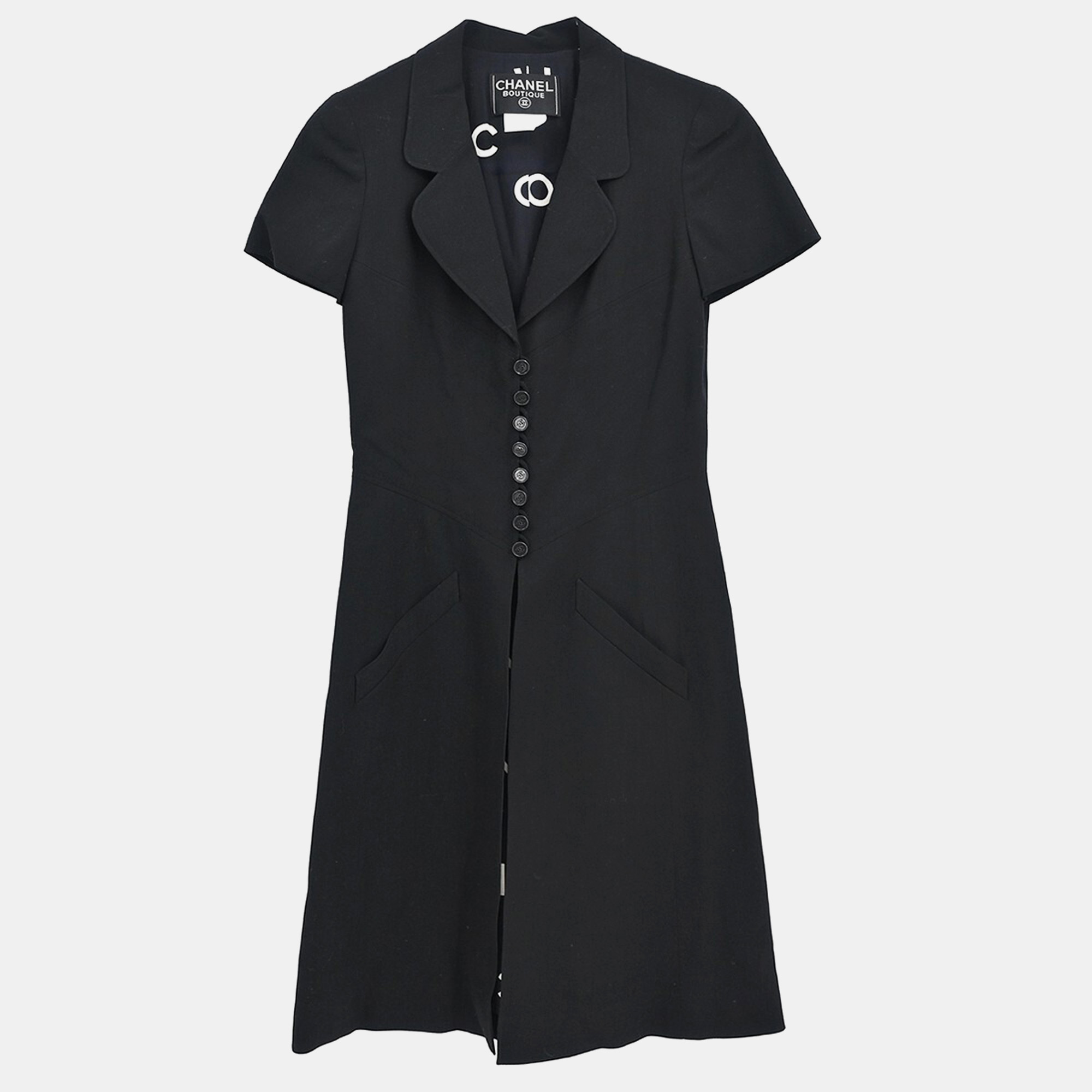Chanel Black Wool Dress Women Size 34