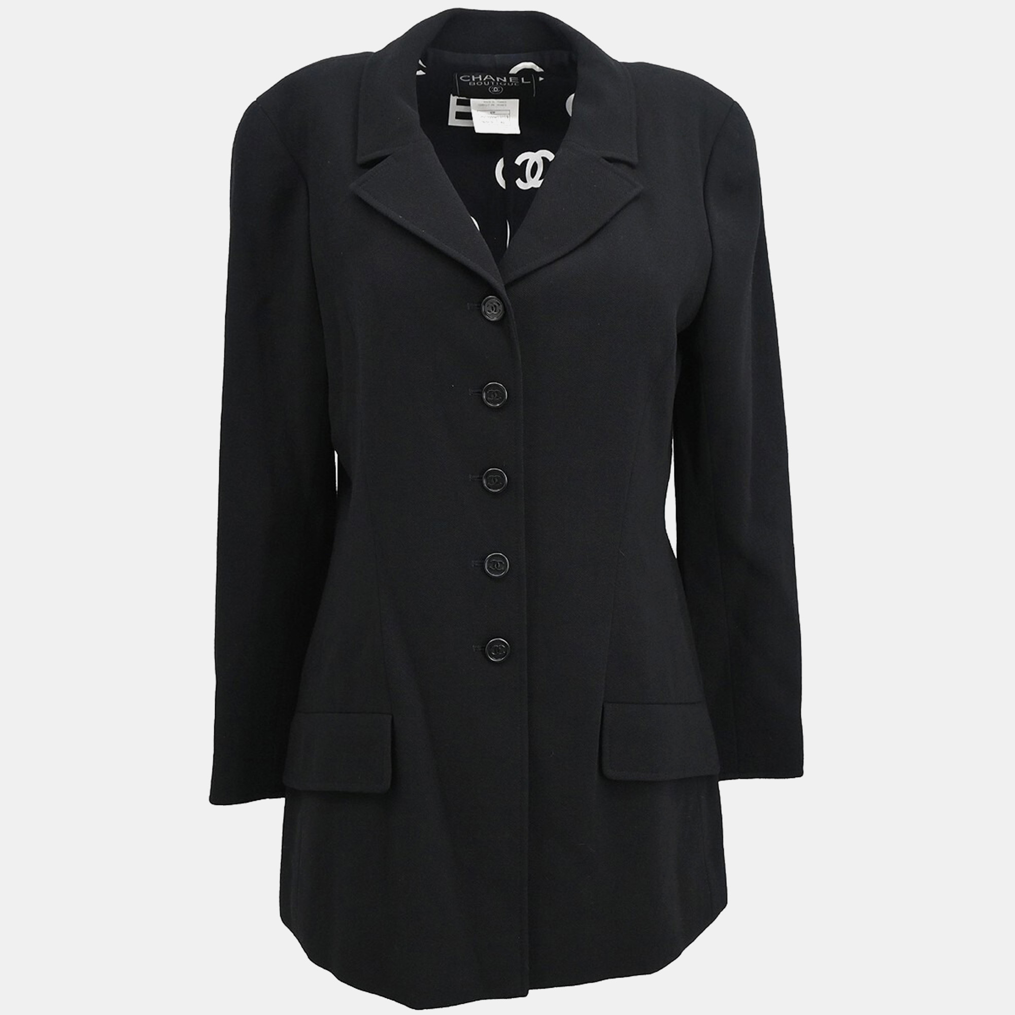

Chanel Single Breasted Jacket Black Size L