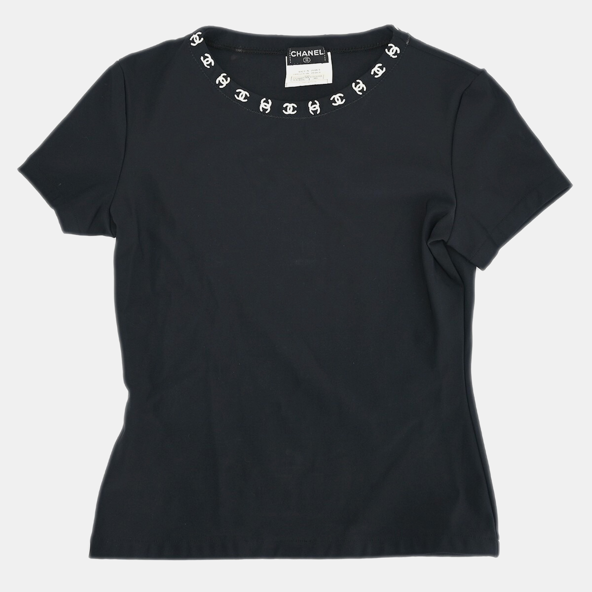Chanel Short Sleeve T-shirt Top Black Size S