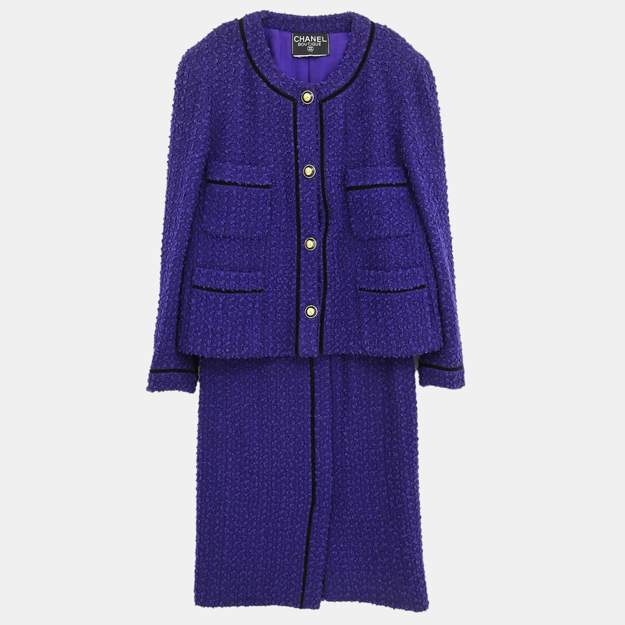 

Chanel Setup Suit Jacket Skirt Purple Size M