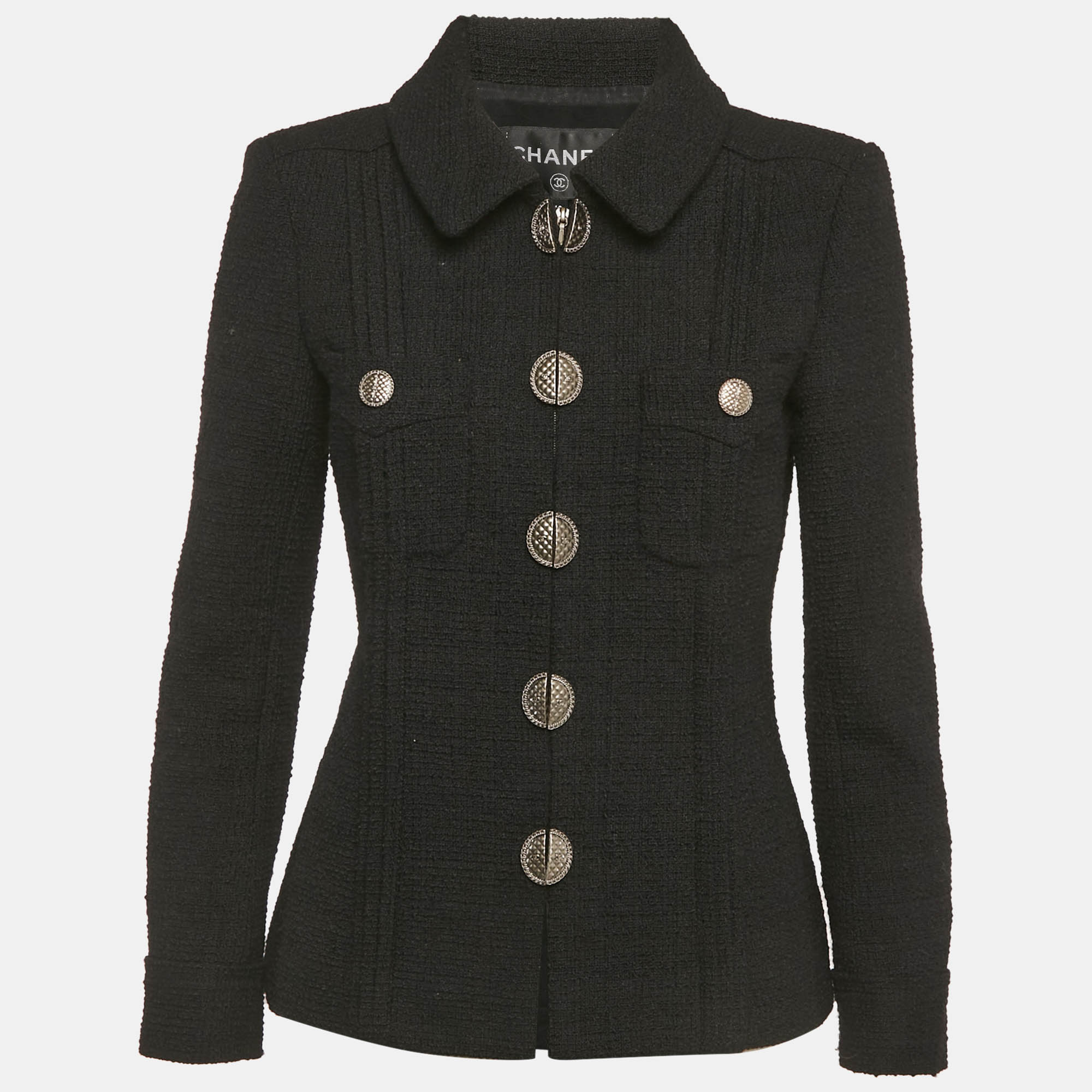 

Chanel Black Tweed Zip-Up Jacket M