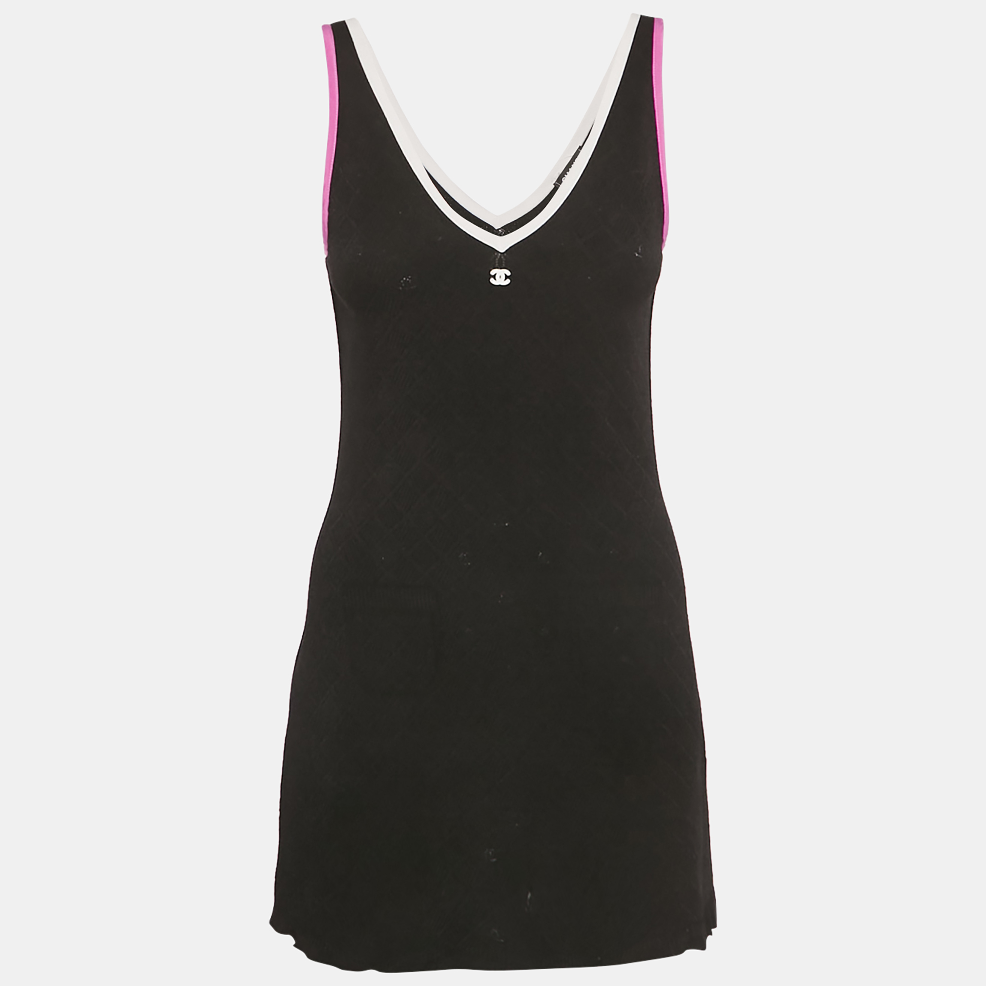 Chanel Black Knit Logo Mini Dress S