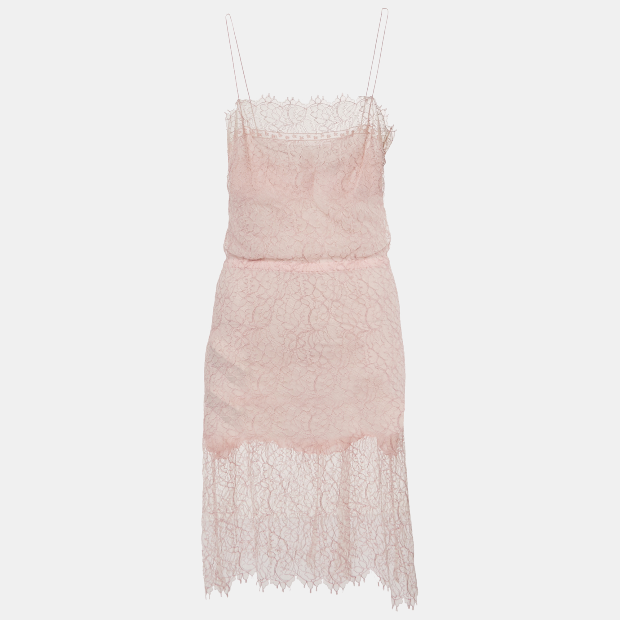 

Chanel Light Pink Lace Strappy Short Dress M