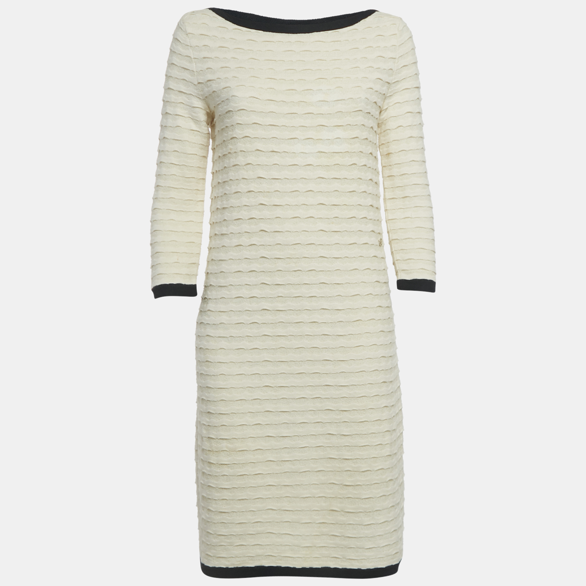 

Chanel Cream Textured Knit Midi Dress S