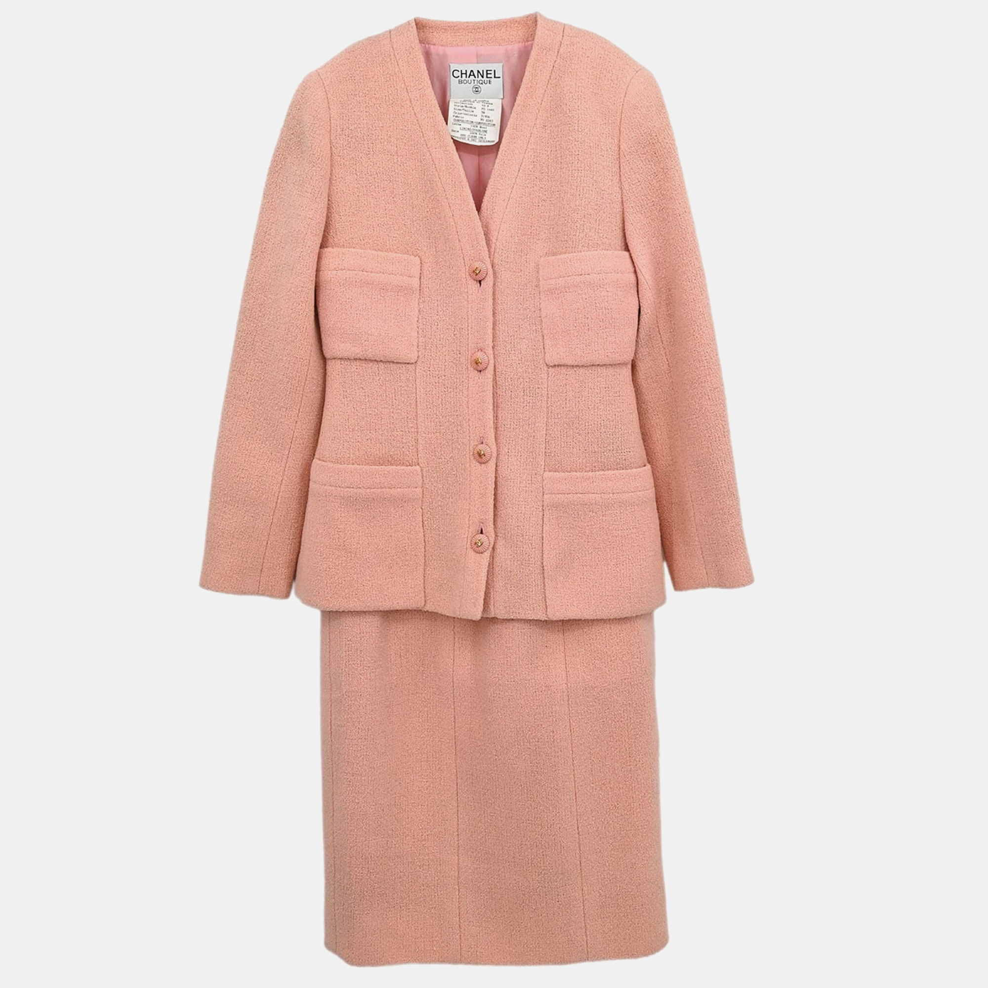 

Chanel Setup Suit Jacket Skirt Pink #38