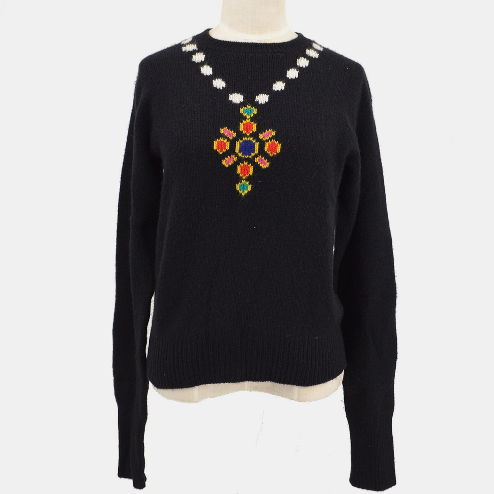 

Chanel 95A #44 Round Neck Long Sleeve Knit Top Black