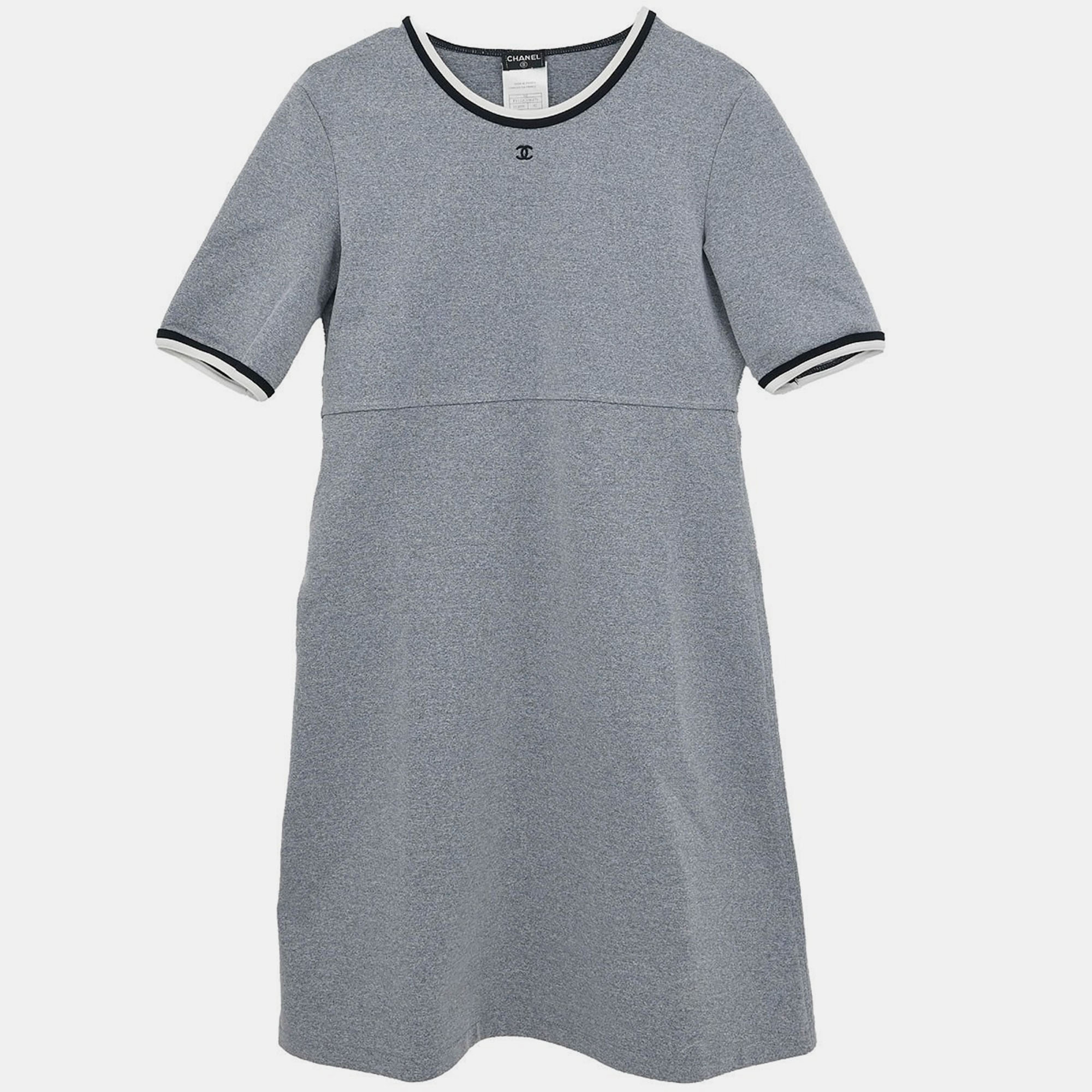 

Chanel Short Sleeve Dress Gray 98P #42, Grey