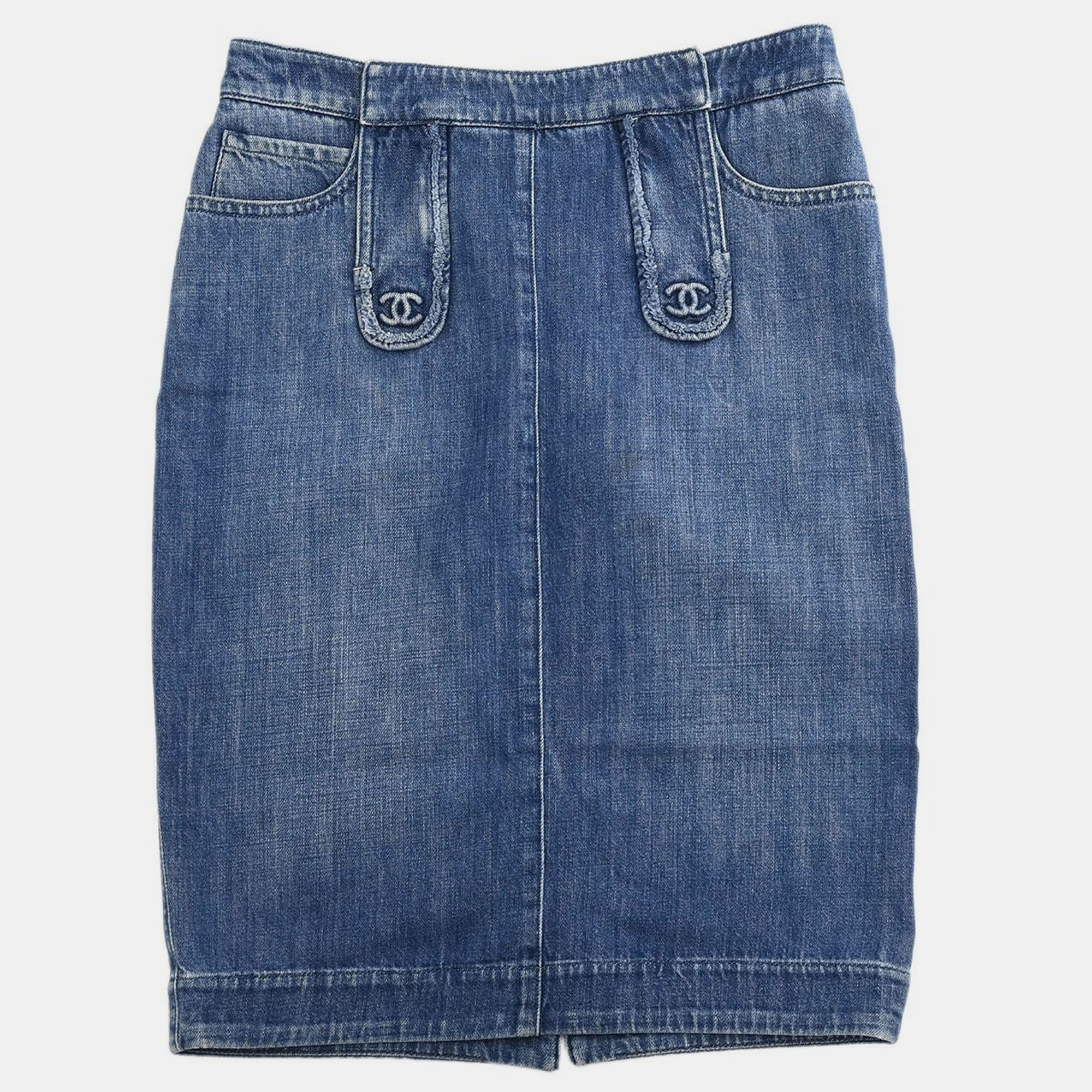 

Chanel Denim Skirt Blue 08P #36
